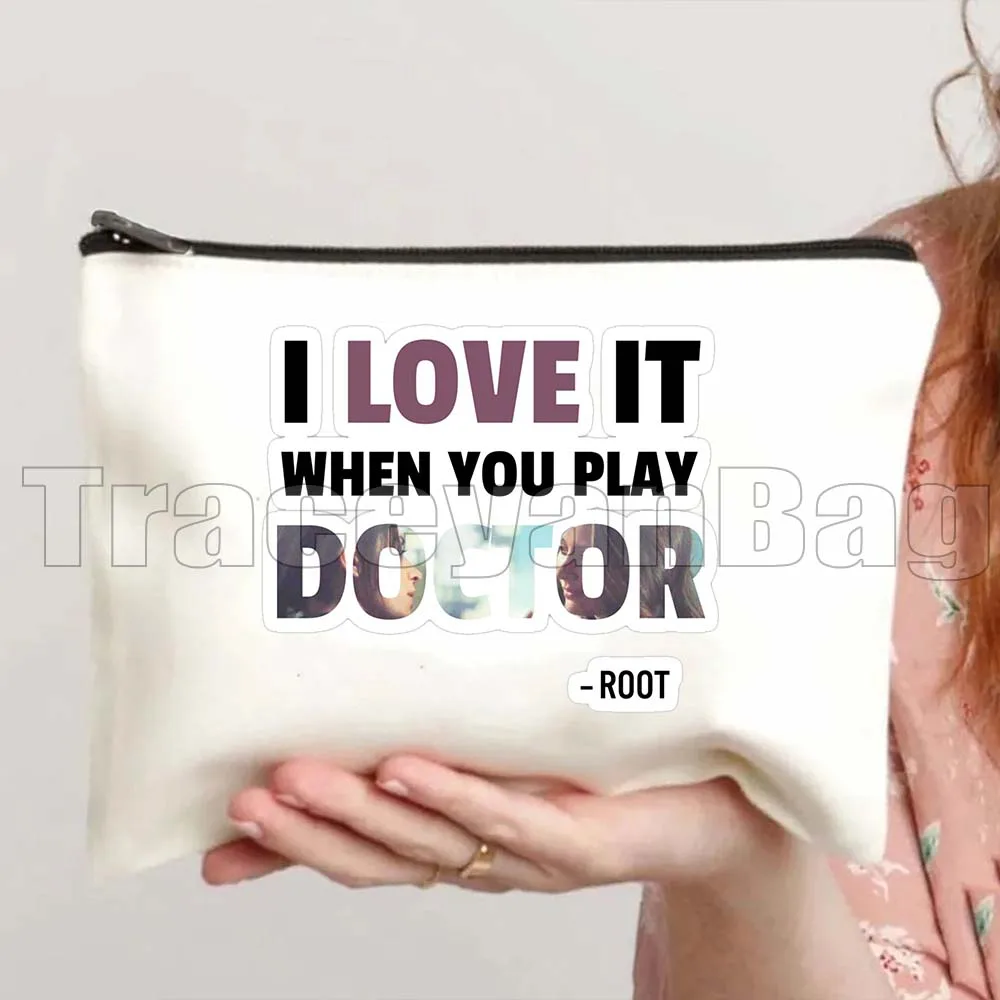 Funny Retro Person Of Interest Movie Root Shaw Fan Gifts Canvas Cosmetic Bag Makeup Storage Toilet Bag Pencil Case Zipper Pouch