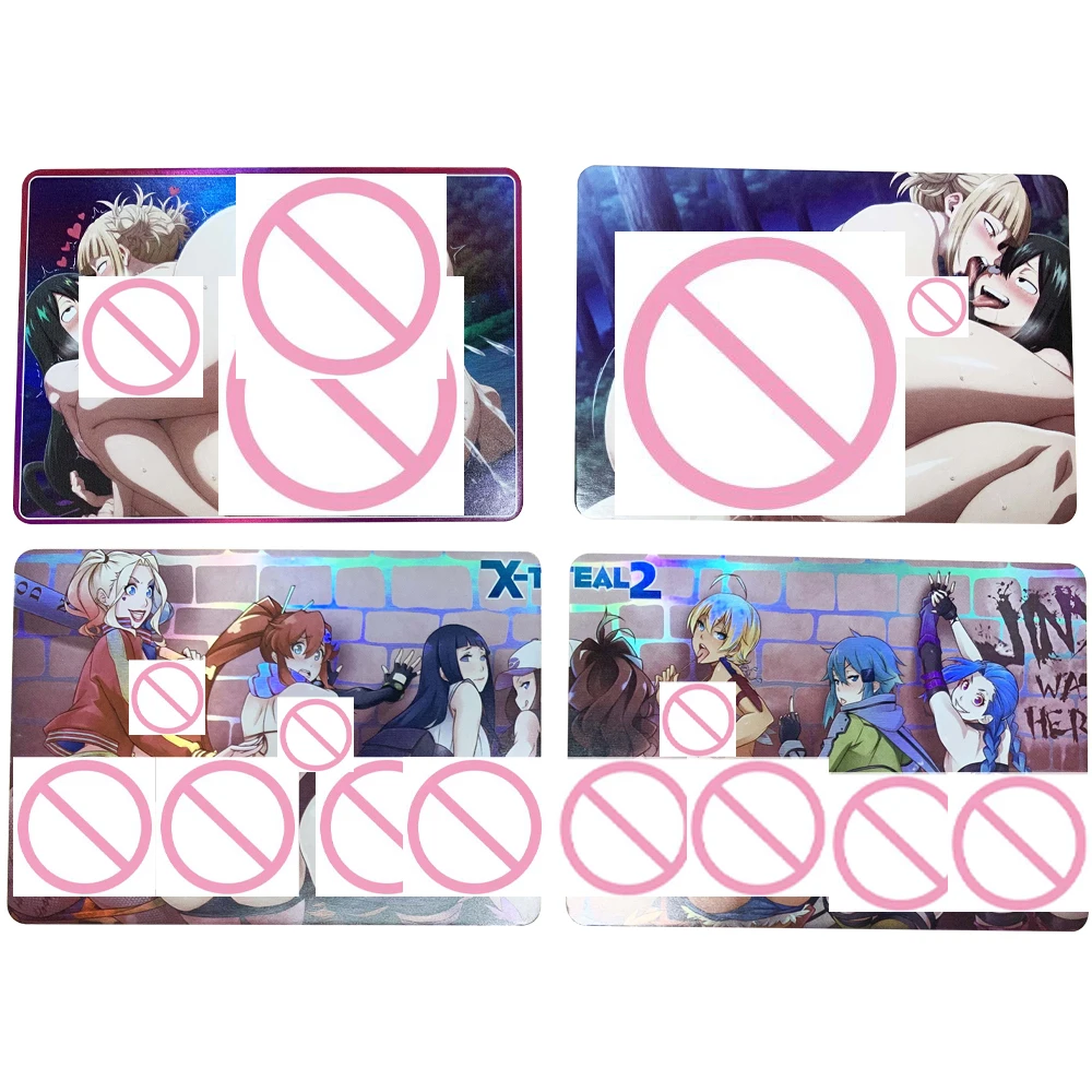

2Pcs/set New Waifu Anime Sexy Naked Collection Card Harley Quinn Nude Big Butt Card Refractive Color Flash Otaku Gifts
