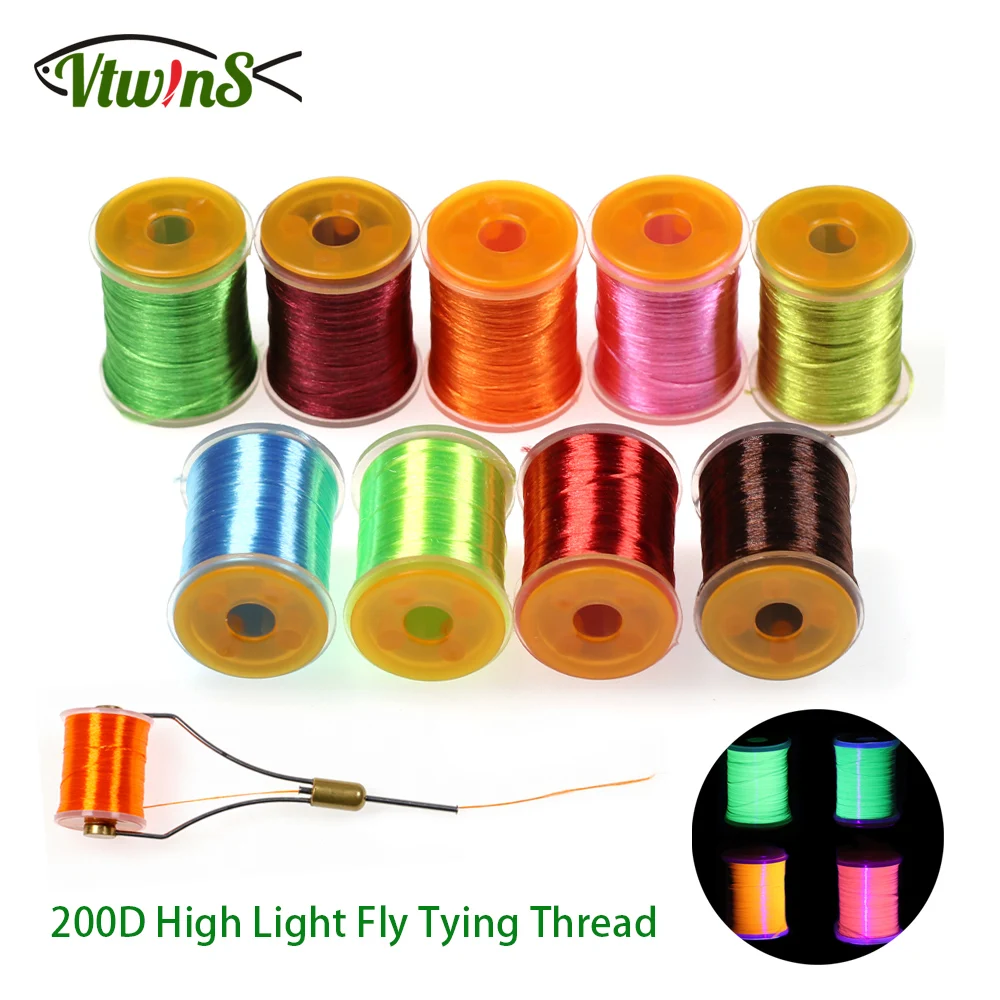 Vtwins 200D High Light Fly Tying Thread S Durable UV Fluorescent Floss Yarn for Salmon Bass Trout Tying  Materials  Accessories