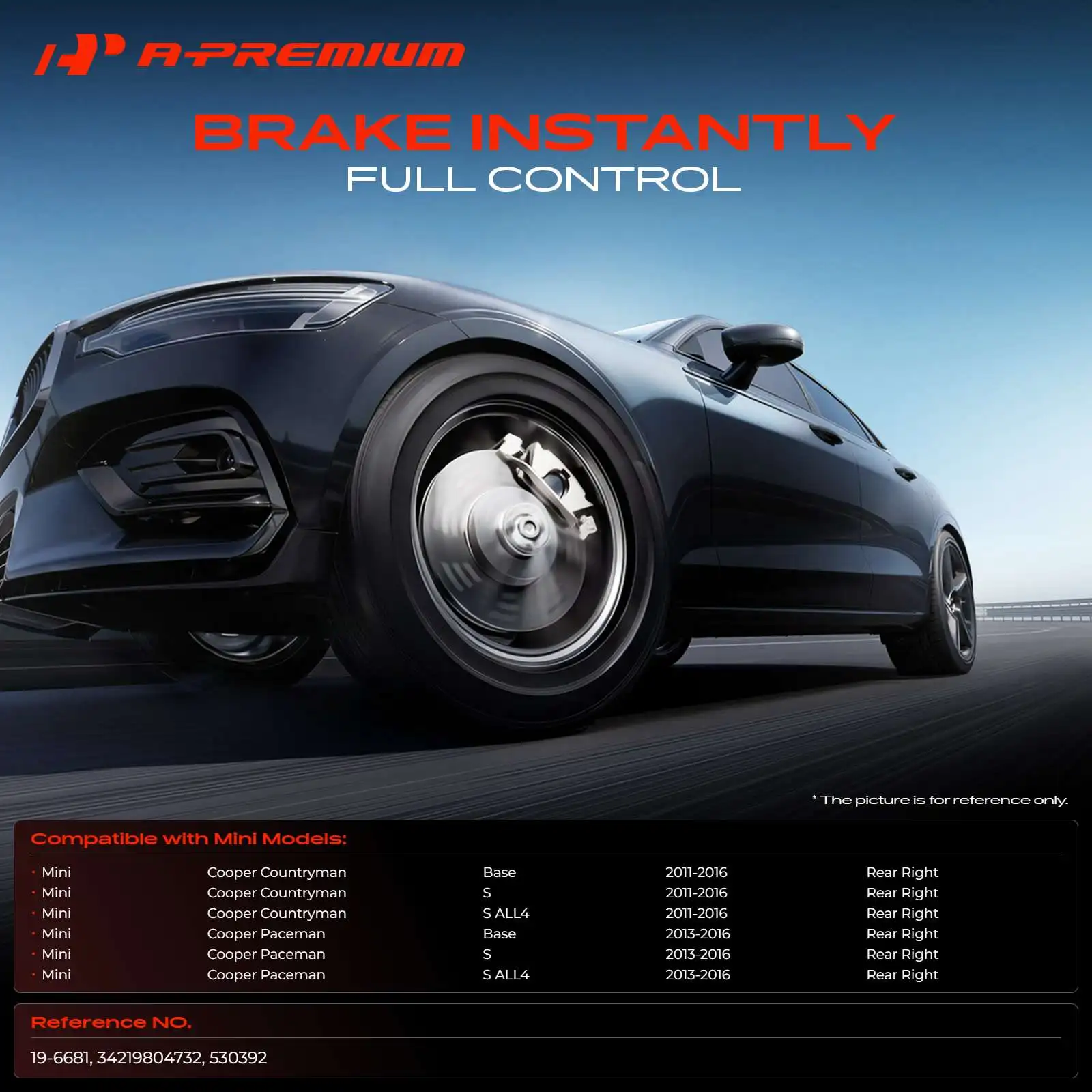 A-Premium Rear RH Passenger Disc Brake Caliper for Mini Cooper Paceman 2013-2016 Cooper Countryman 2011-2016