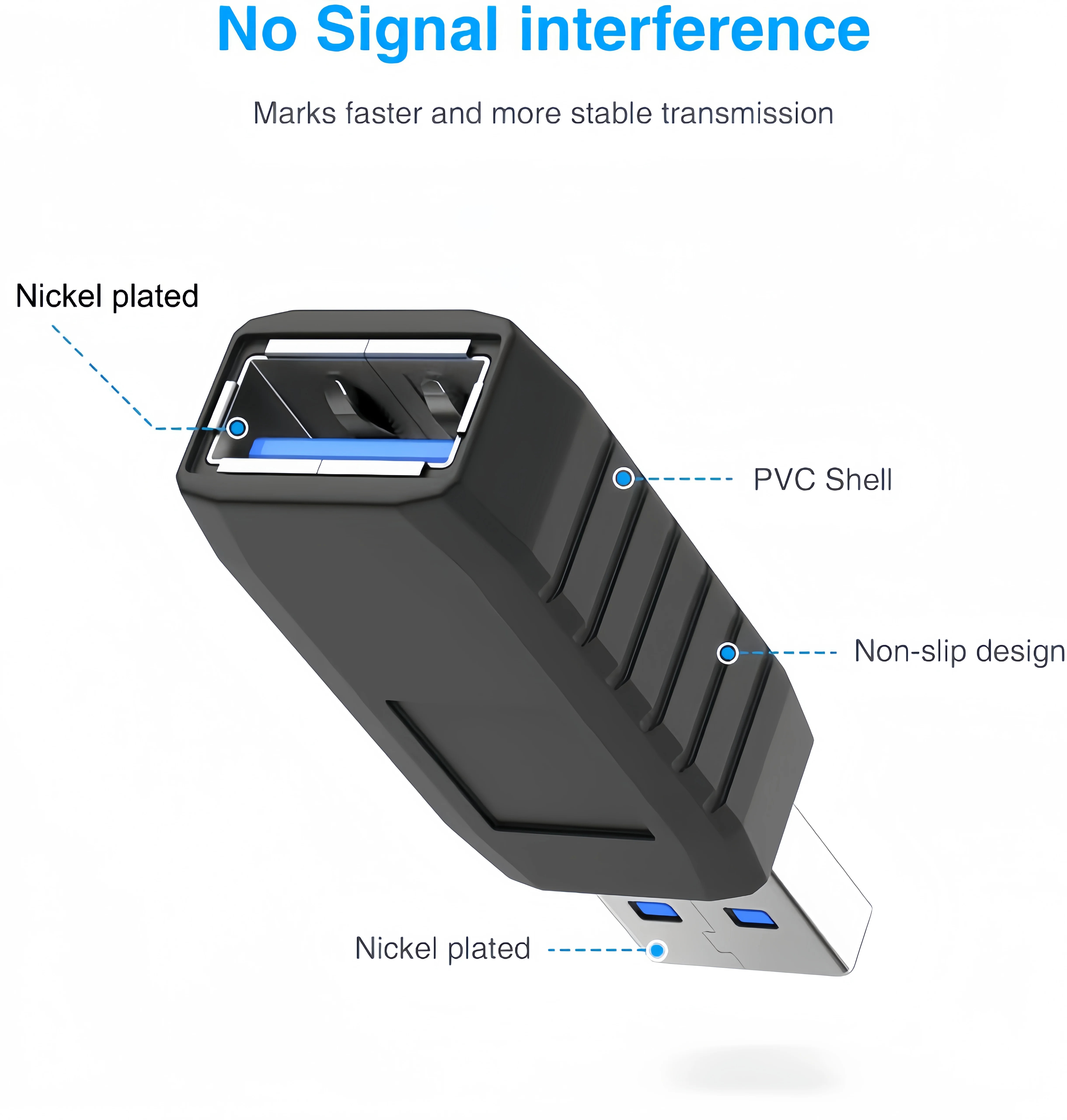 10 STKS Ultrasnelle 5 Gbps USB 3.0 Man-vrouw Adapter USB-poort Uitbreidingsconnector Compatibel met Laptop Harde Schijven Printers C