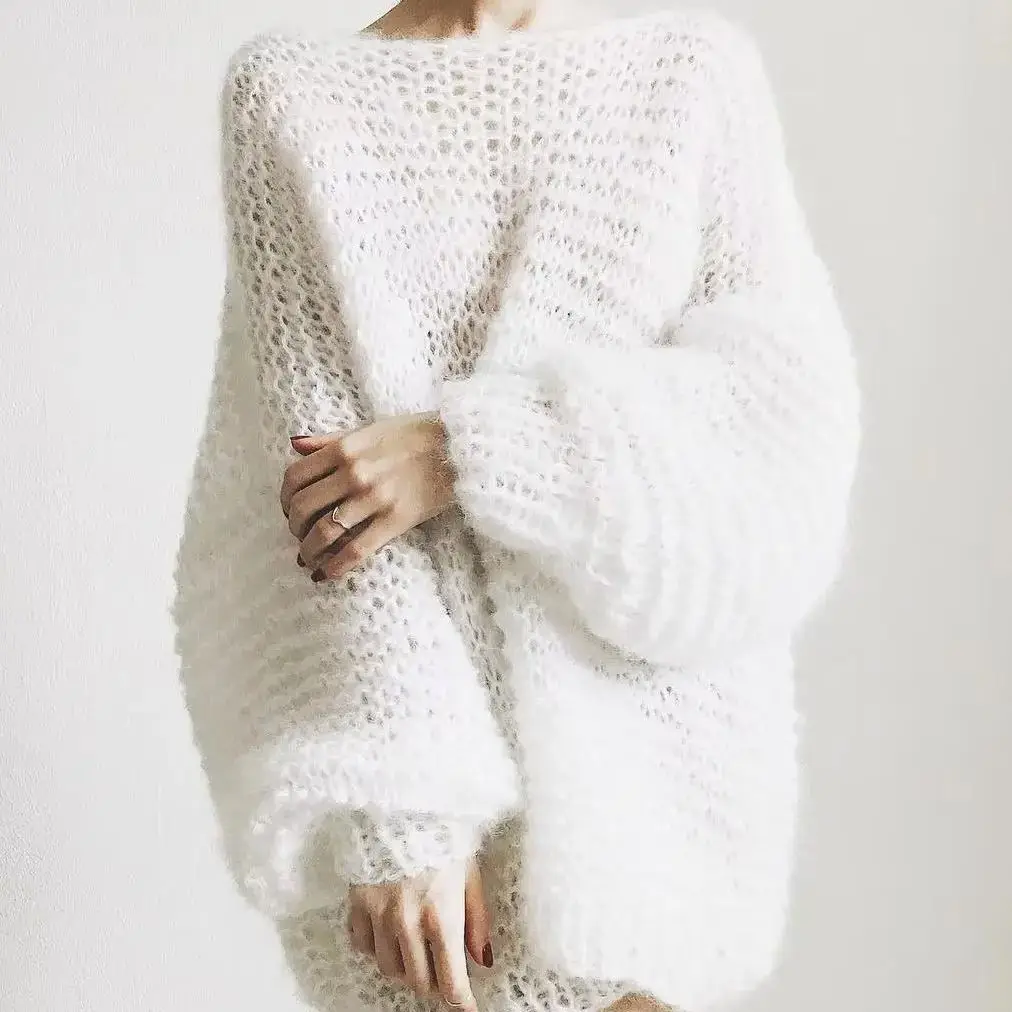 Spring dress, small, fresh, high-end custom, lazy, loose, comfortable, soft mohair dress, new pullover sweater, short skirt