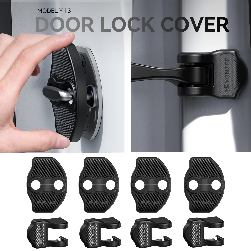 YZ For Tesla Model 3 Y YL Highland Juniper Car Door Lock & Hinge Cover Shock Absorber Soundproof Cushion Rubber 2026 Decoratingg