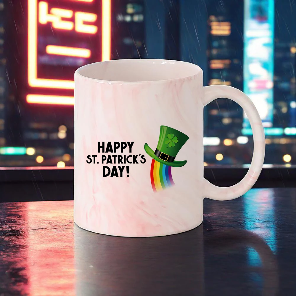 Green Pattern Coffee Mug LUCKY Water Cups Coffee Cup Happy St.Patrick's Day Themed Mugs Four-leaf Design Breakfast Cup Drinkware