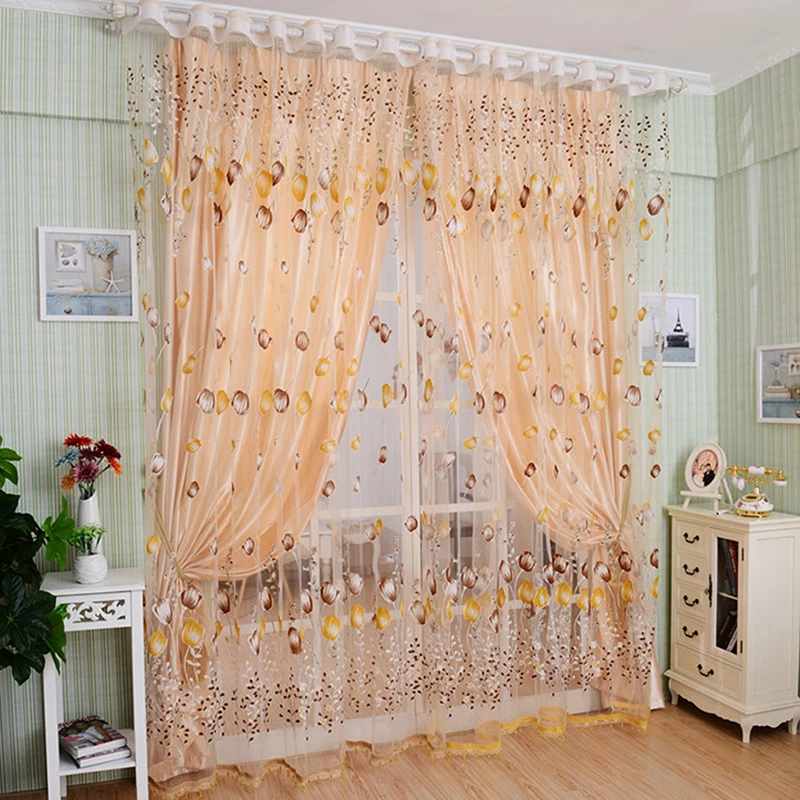 200*100 CM Modern Tulle Curtains For Living Room Purple Curtains For Children Bedroom Door Kitchen Window Creative Drape