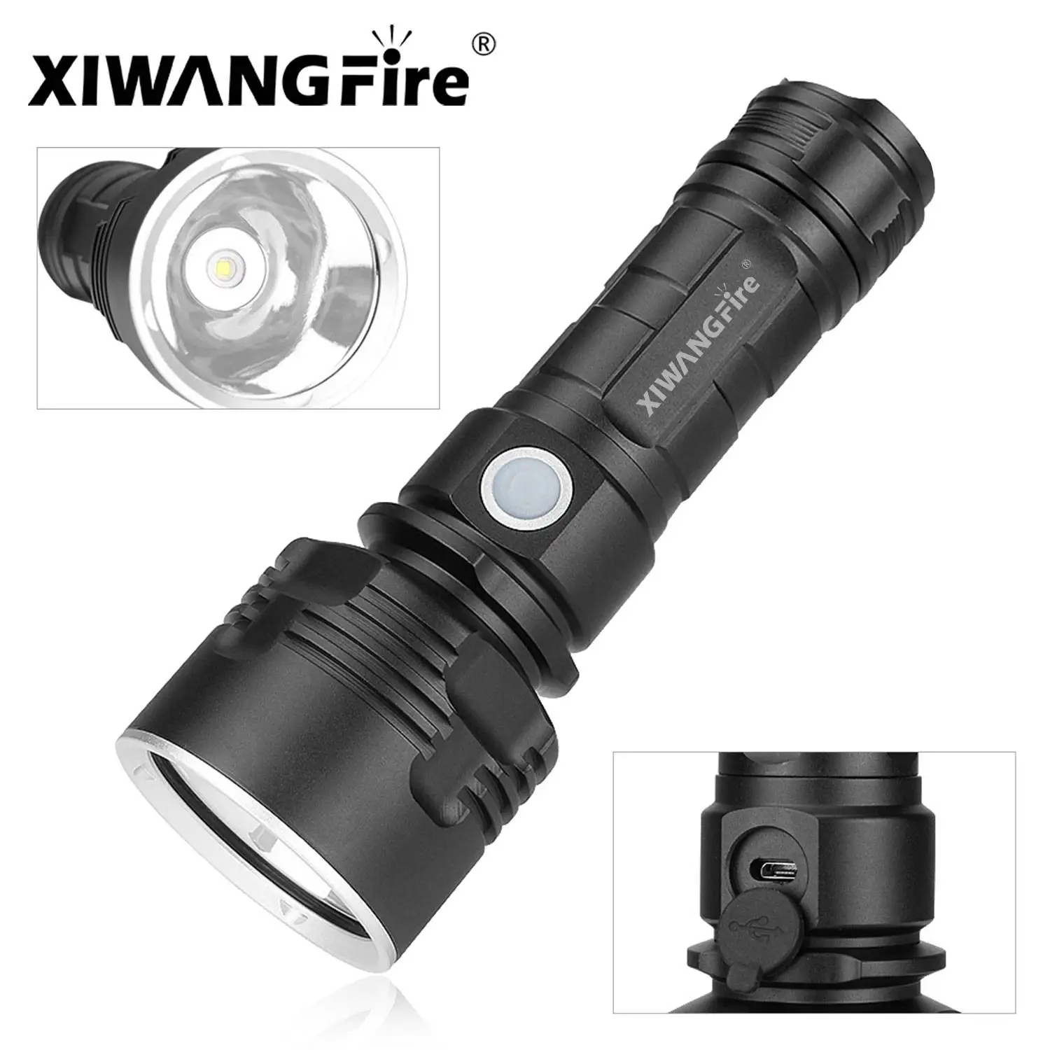 XIWANGFIRE Powerful LED Flashlight L2 XHP70 with 26650 Battery Rechargeable Tactical Torch Outdoor Waterproof Camping Lantern