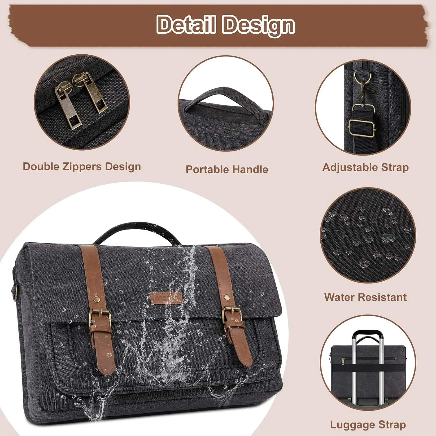 15 15.6 16 inch Laptop Shoulder Bag for Air Pro Work Travel Business Crossbody Satchel Briefcase Computer Handbag Messenger Bag