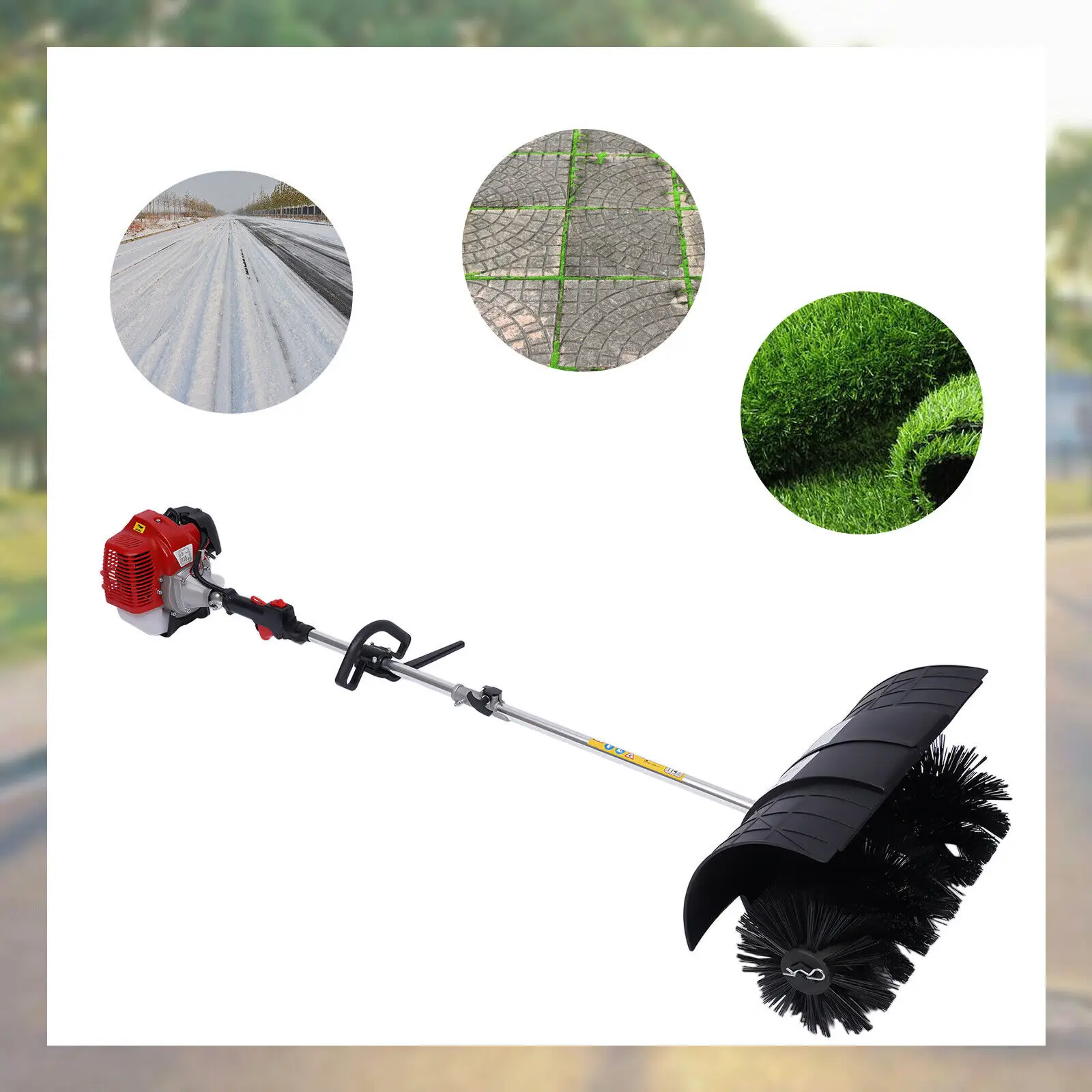 52CC 2.3HP Hand-Held Walk Behind Sweeper Gas Power Broom Brush Cleaner Garden Driveway Snow  Grass Sweeper