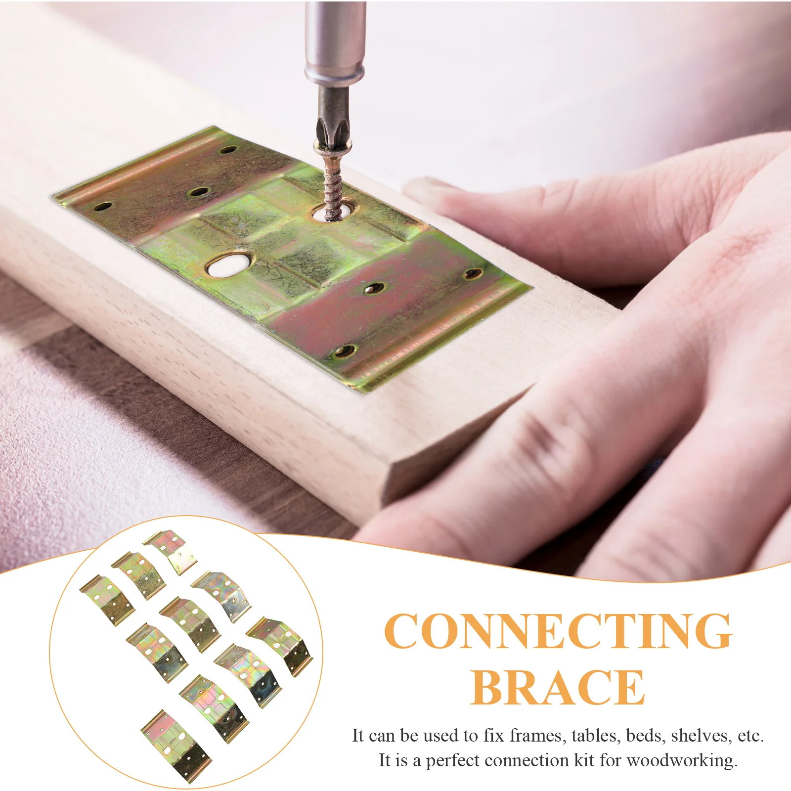 

10Pcs Durable Corner Bracket Dual Hole Connecting Bracket for Furniture Repair Shelf Support Iron Fixing Connector