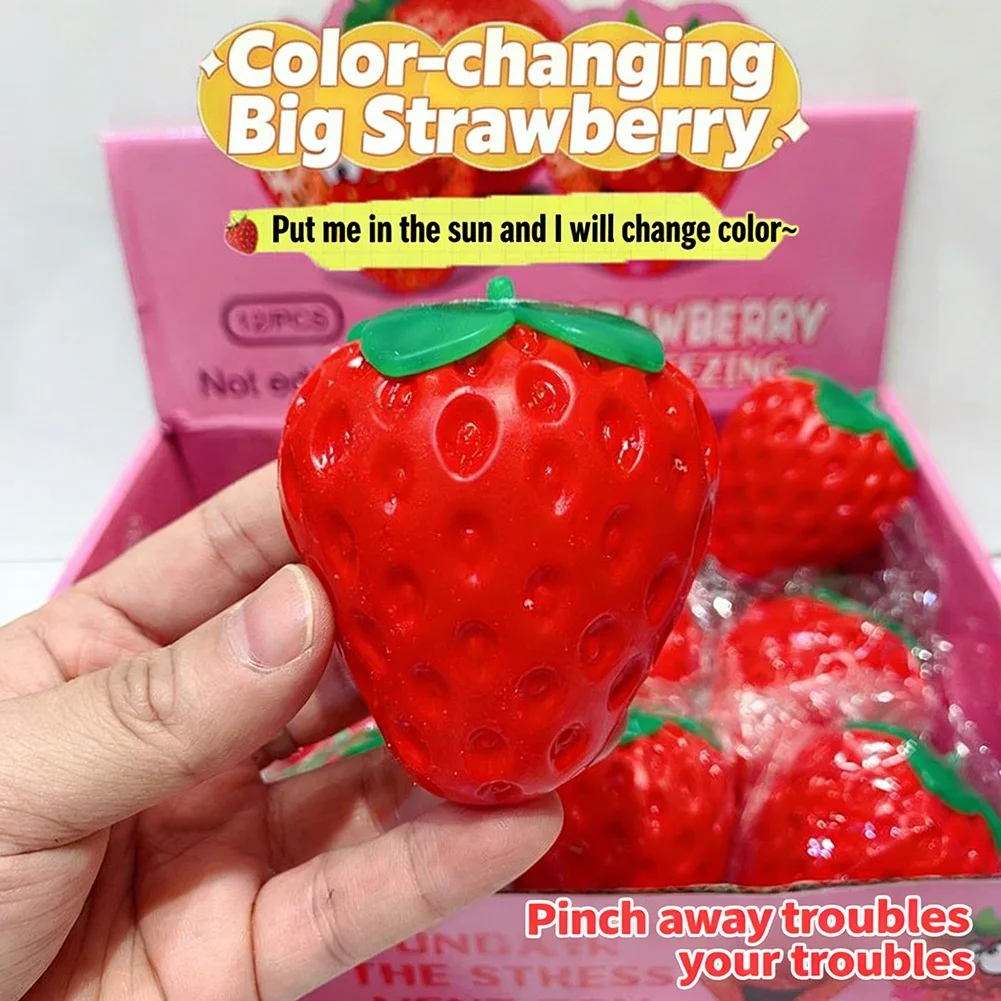 Life-Like Strawberry Squishy Satisfying Slow Rising Texture Portable Stress Reliever for Adults & Kids Great for Desk Car & Travel