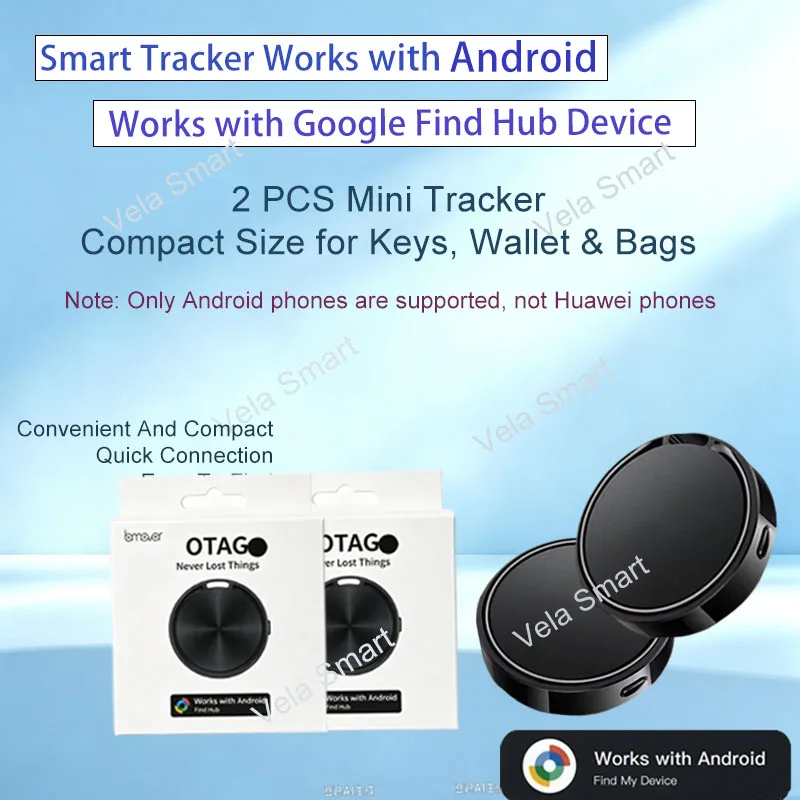 Mini Smart Tag Bluetooth Tracker For Android Google Find Hub GPS Locator Anti Lost Keychain For Keys Pet Cat Motorcycle 2PCS