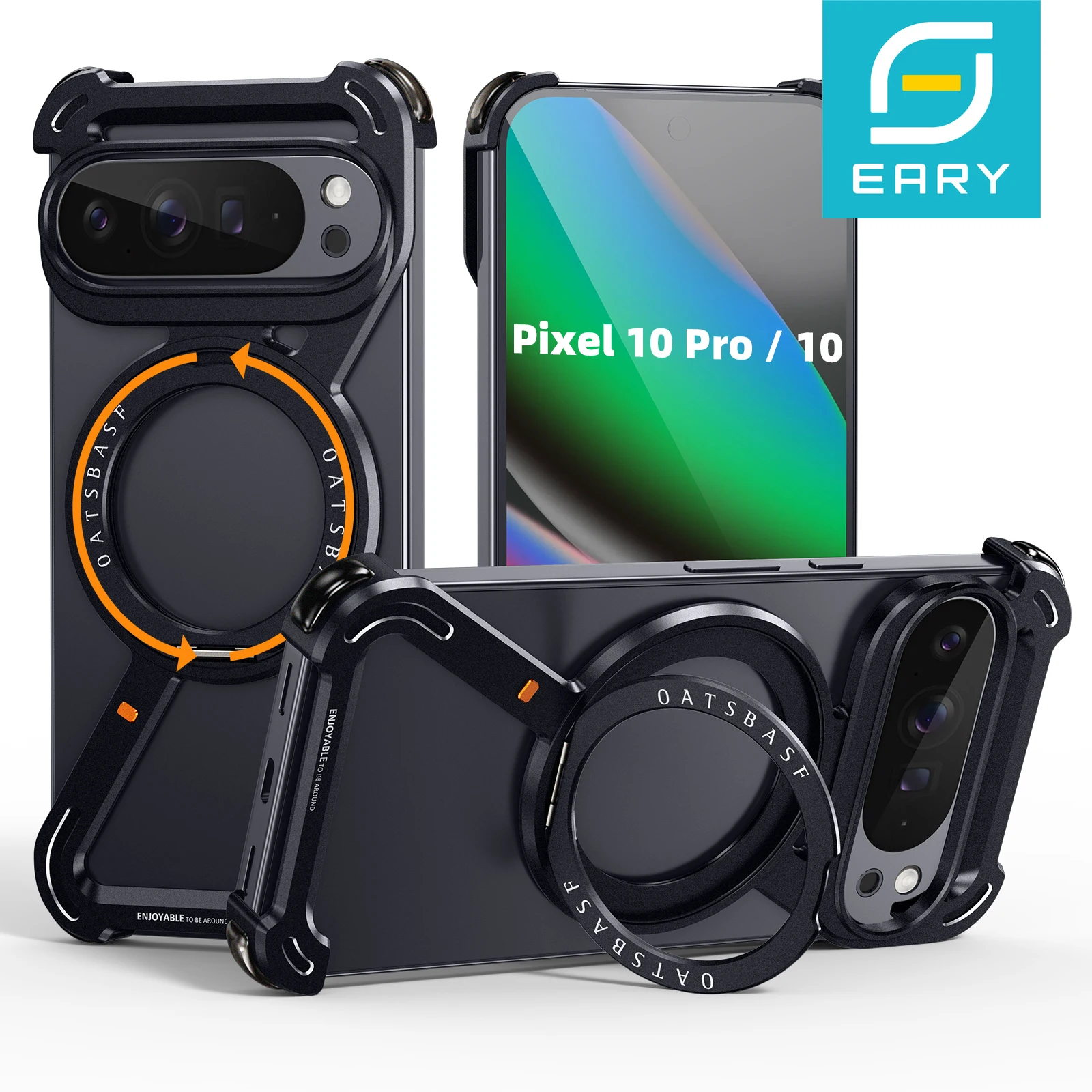 

Металлический магнитный чехол Eary для Google Pixel 10 Pro XL для Magsafe 360 ° Поворотная подставка, безрамная защита от падения, алюминиевый чехол для телефона