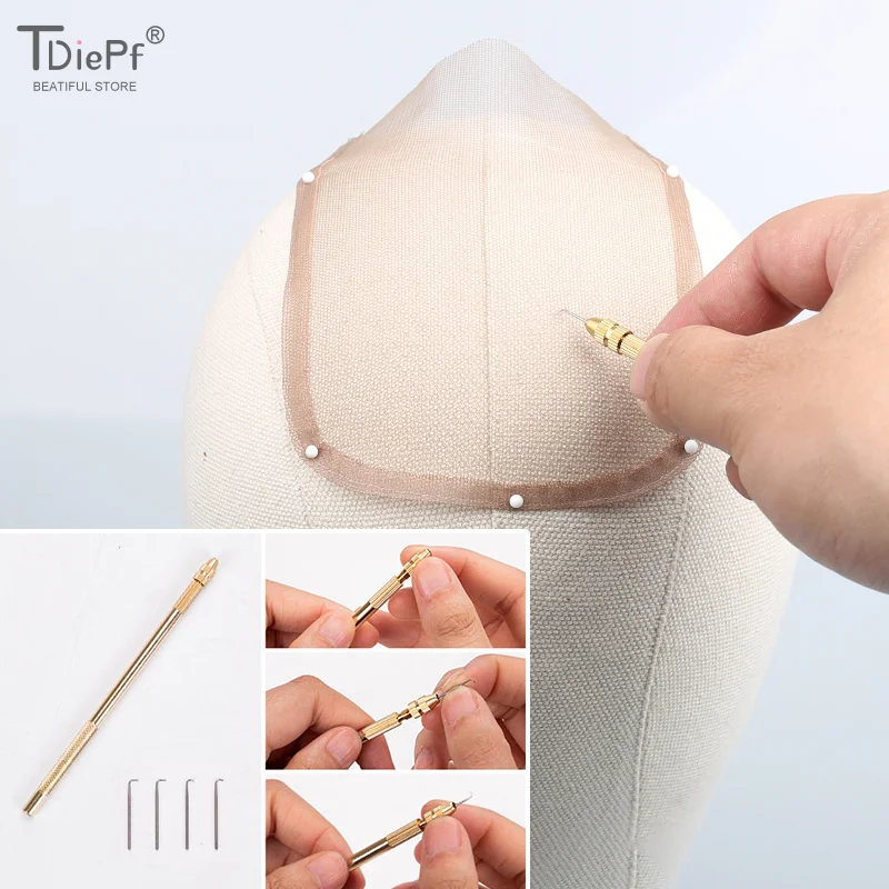 1 قطعة إبرة التهوية لصنع شعر مستعار الدانتيل انفصال النحاس مقبض شعر مستعار صنع إصلاح الإبر لصنع شعر مستعار أدوات تمديد الشعر