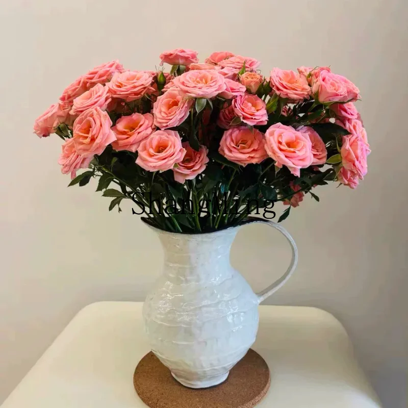 

FG ceramic vase ornament living room flower arrangement dried branch flower retro Chinese homestay vase