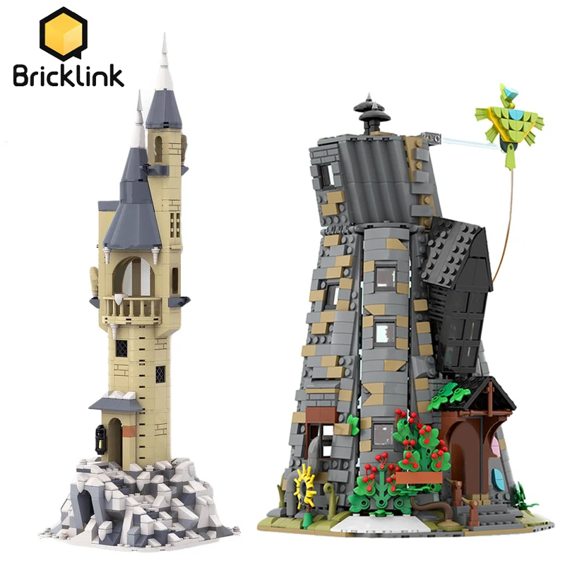 

Bricklink MOC Creative Magic Movie Hogwartsed Castle Owlery Tower And Lovegood House Architecture Set Building Blocks Kid Toys