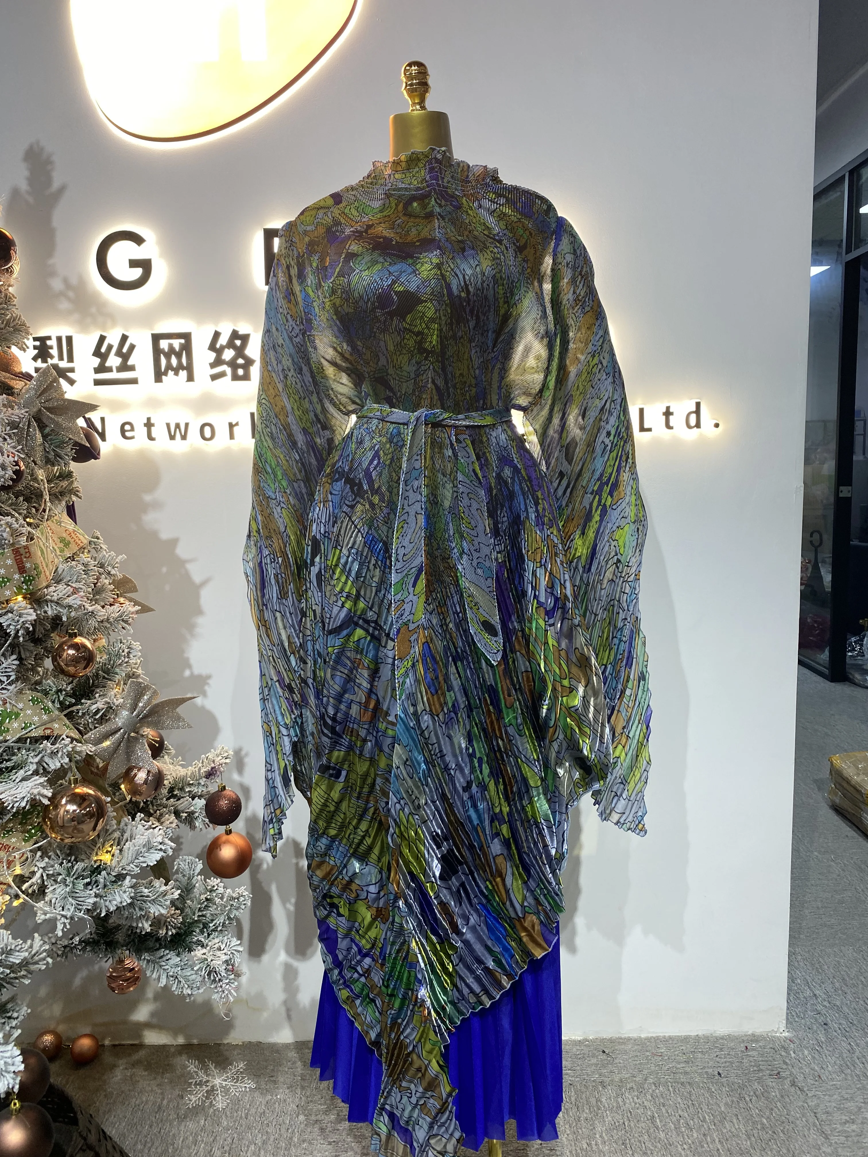 

Digital painting dreamy color luxury summer tulle polyester fabric Islamic dress-GZMM068