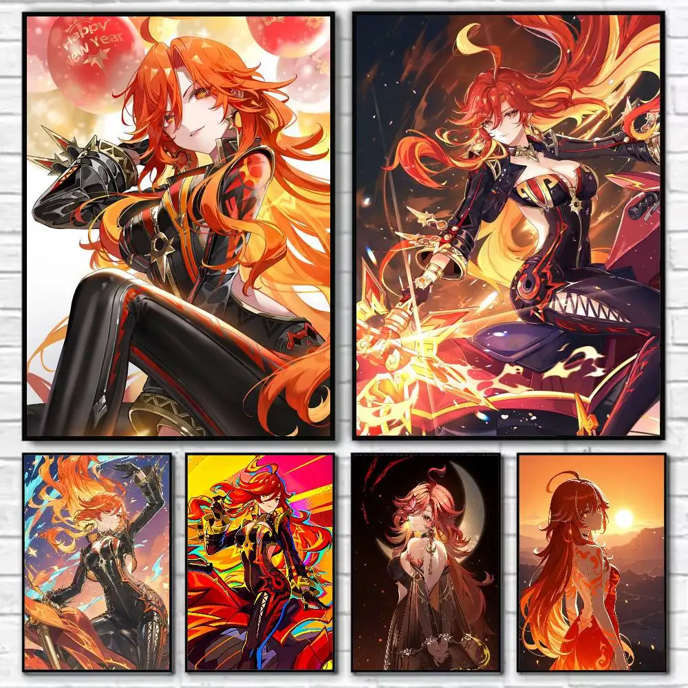 

Mavuika G-Genshin Poster Self-adhesive Art Waterproof Paper Sticker Coffee House Bar Room Wall Decor