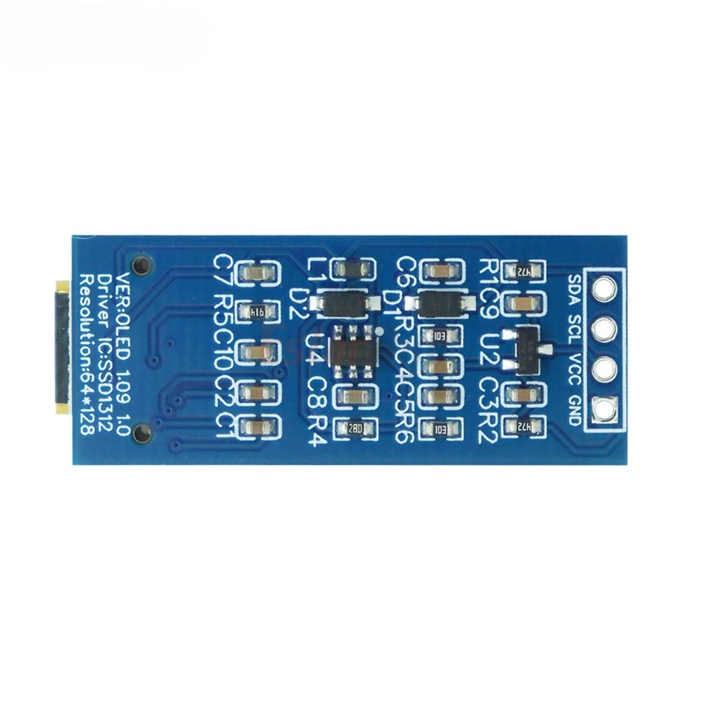 1.09 Inch OLED Display Module 128x64 White SSD1312 I2C, 4 Pin Interface for Raspberry Pi, Low Power Wide View