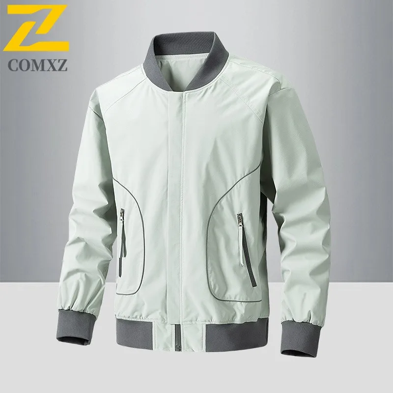 

COMXZ 2025 Мужская бейсбольная куртка, общественная версия, простое однотонное модное универсальное пальто, экспорт, модный уличный стиль
