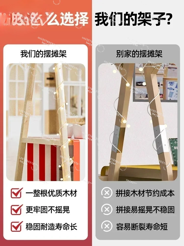 Folding mobile stall night market display stand market solid wood promotion cart custom outdoor shed snack car stallhigh-quality