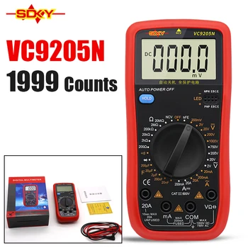 SDKY Digital Multimeter VC9205N 2000 Counts AC/DC Voltage Current Tester Electrical Test Meter Professional Analog Multimeter