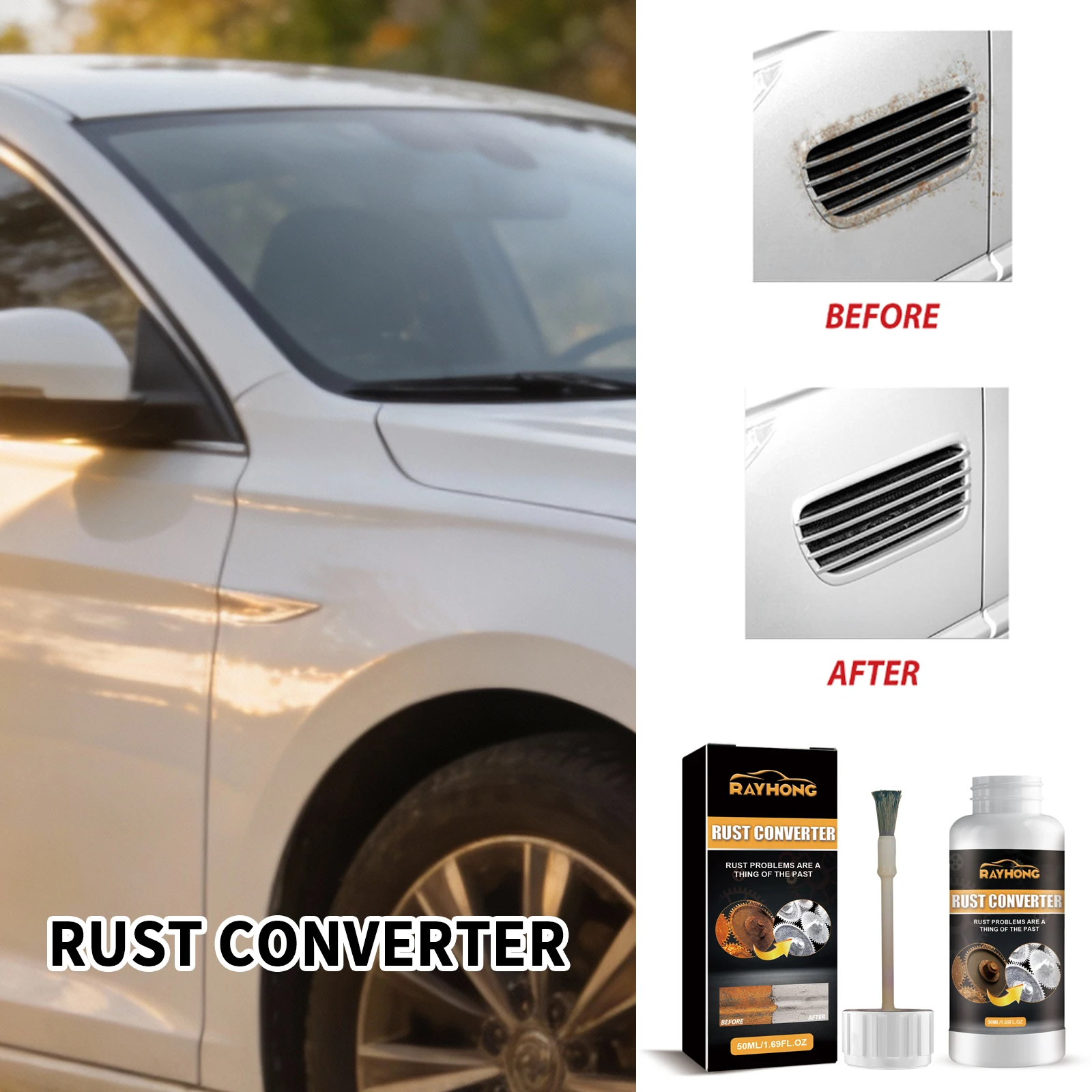 Automobile Rust Remover Primer Metal Rust Conversion Agent UV Resistant Corrosion-Resistant Primer Metal Surface Car Maintenance