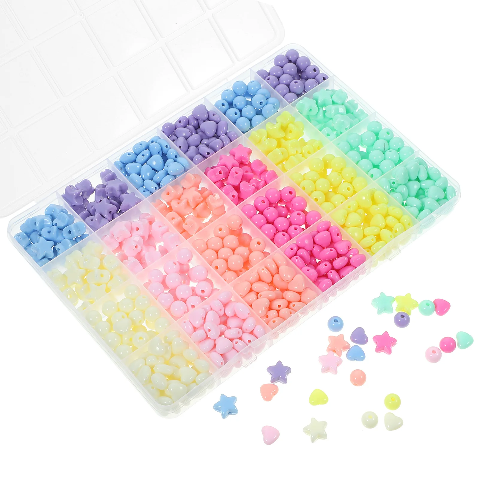 1박스 아크릴 소형 비즈 DIY 쥬얼리 제작 어린이 공예 프로젝트 컬러풀 루즈 스페이서 비즈 대량 공예 용품 팔찌 머리 장식