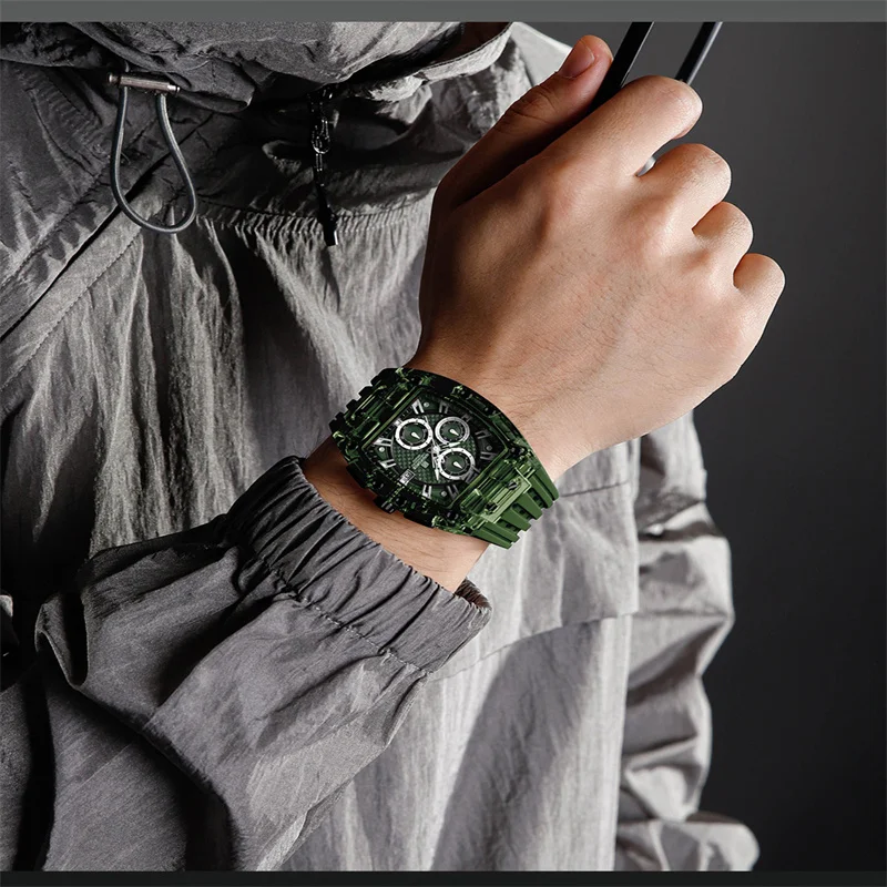 NAVIFORCE Men Quartz Multifunction Watches 5ATM Waterproof Soft Silicone Strap Luminous Male Fashion Sports Outdoor Wristwatches