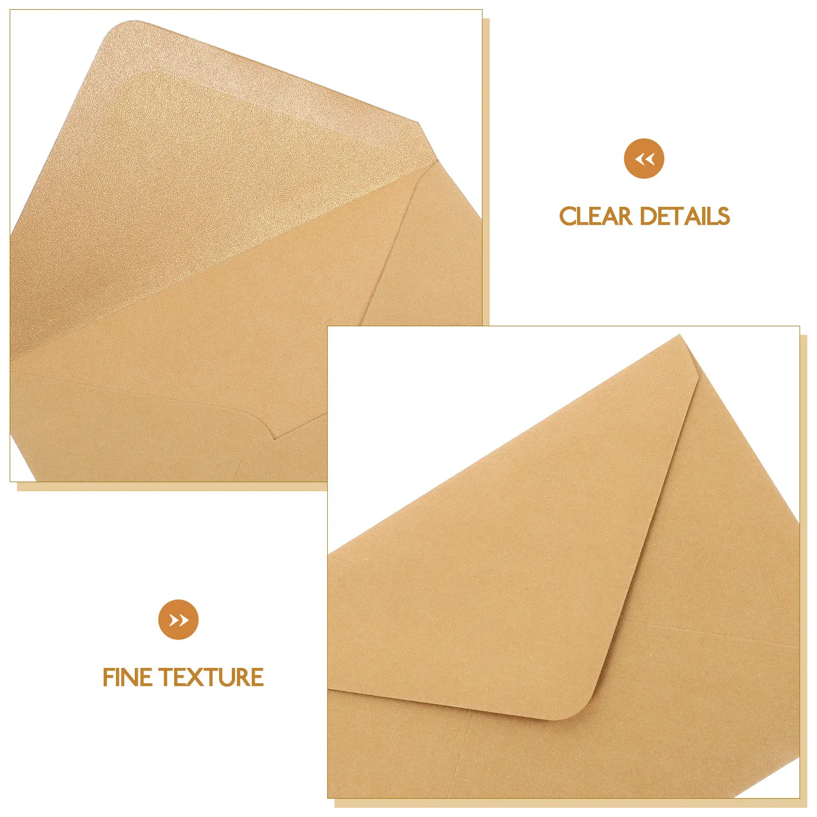 

50Pcs 97*130mm Rectangular Pearl Gold Foil Envelopes | Double Gum Paper Bulk Envelopes for Event Invitations, Stationery Bundles