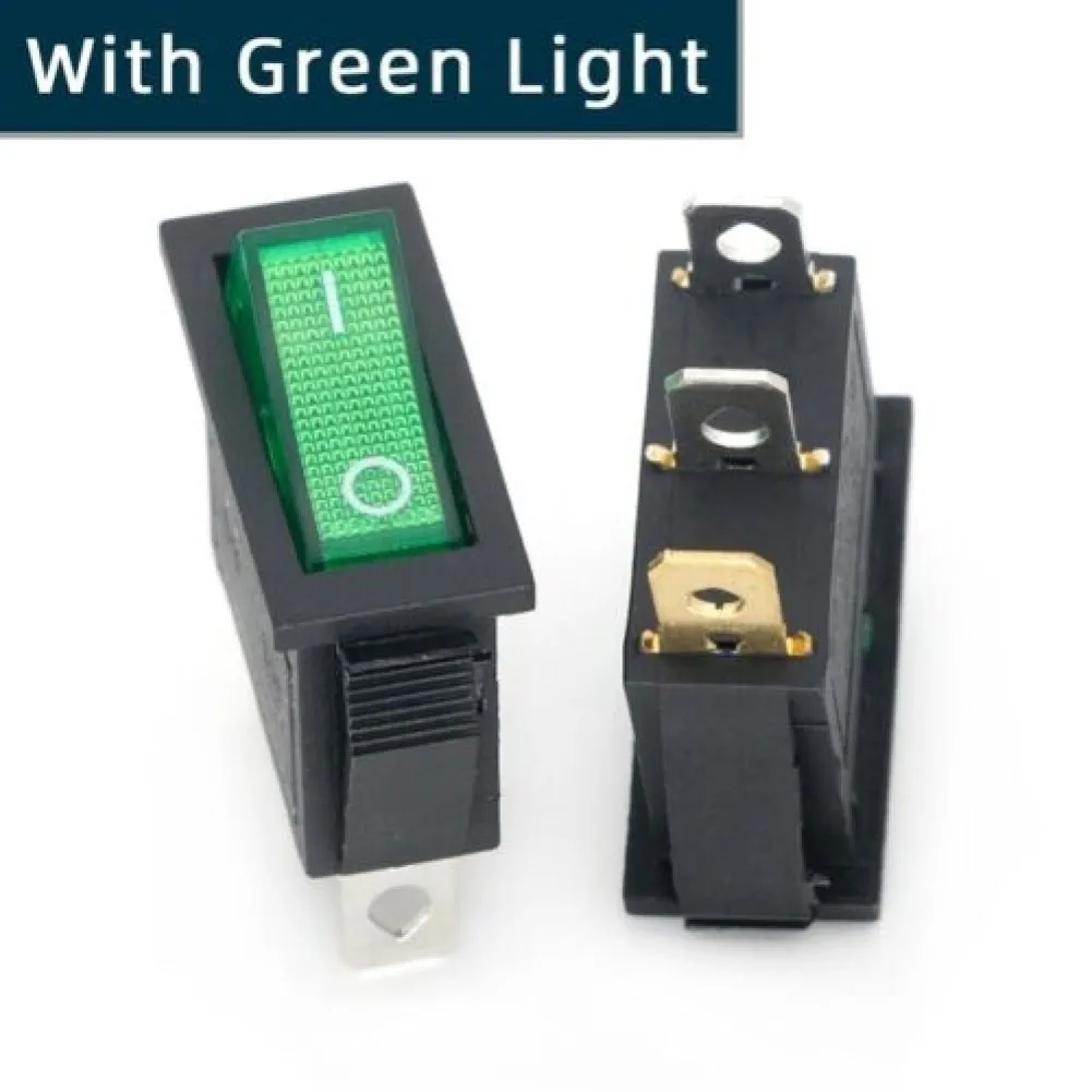 Efficient Rocker Switch with Indicator Light, Red Green Blue Yellow KCD3, Suitable for Automotive and Charging/Power