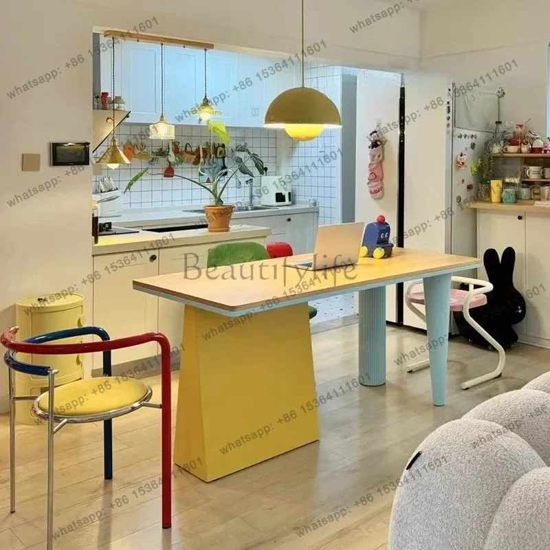 

yj58 Nordic rectangular dining table solid wood negotiation table living room simple desk household small apartment dining table