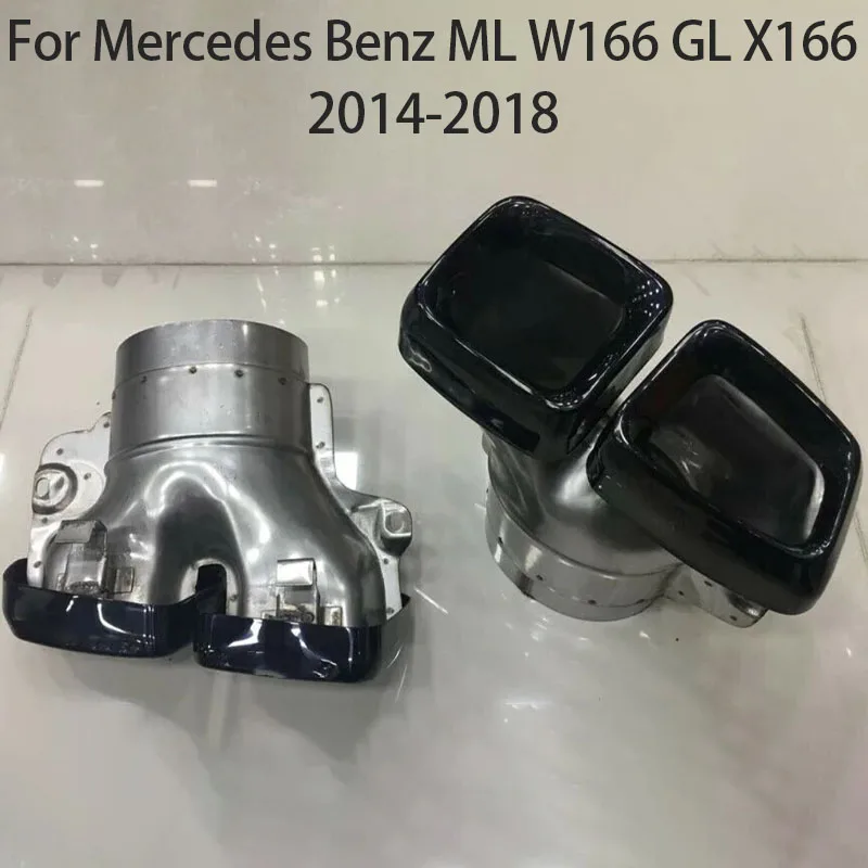 For Mercedes Benz ML W166 GL X166 2014-2018 Car Double Outlet Exhaust Tailpipe Muffler Tube Stainless Steel Slip On Silver/Black