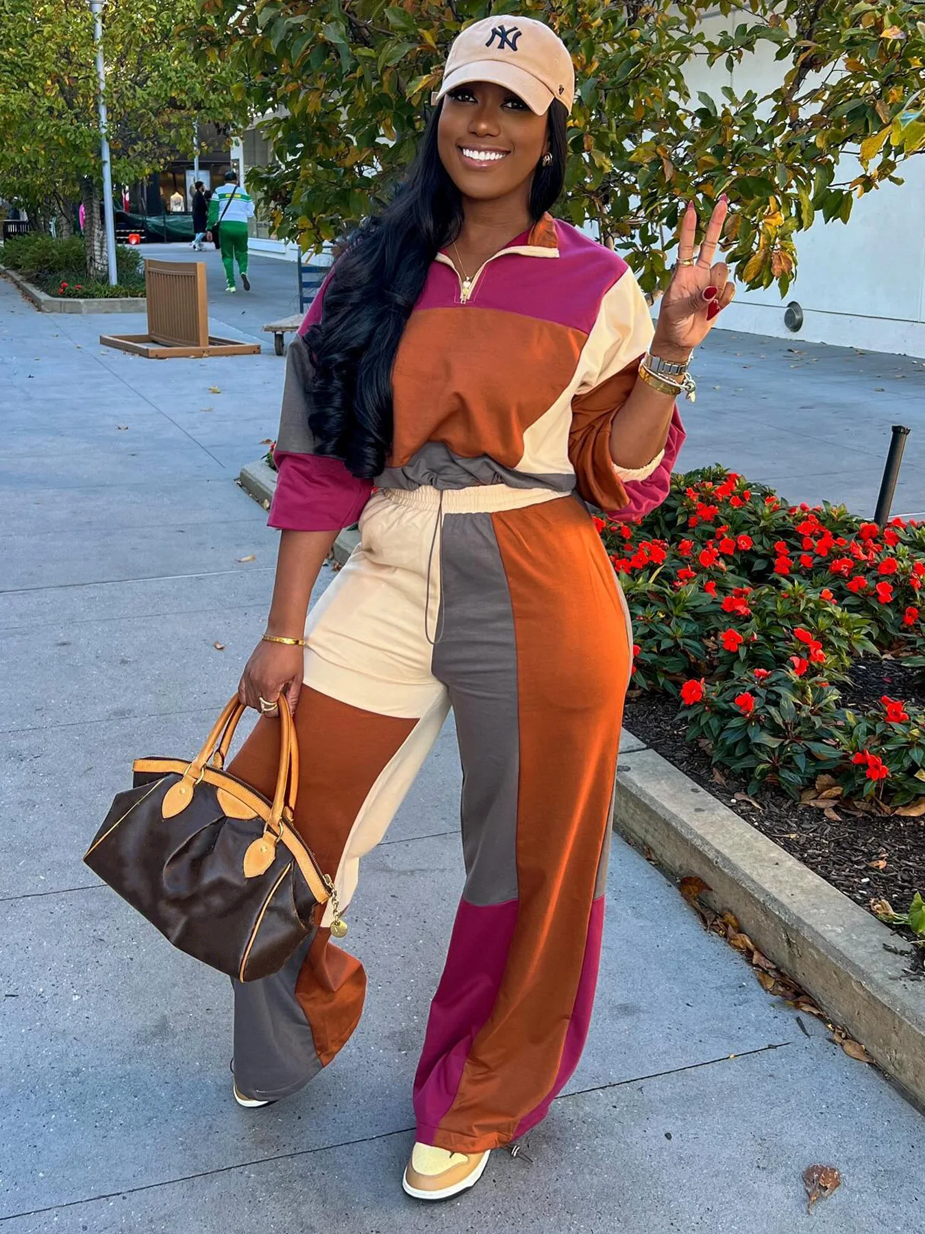 

Casual New Women's Suit Long-Sleeved Stand-Up Collar Coat And Wide-Leg Pant Outfits Comfortable Ladies Two-Piece Set