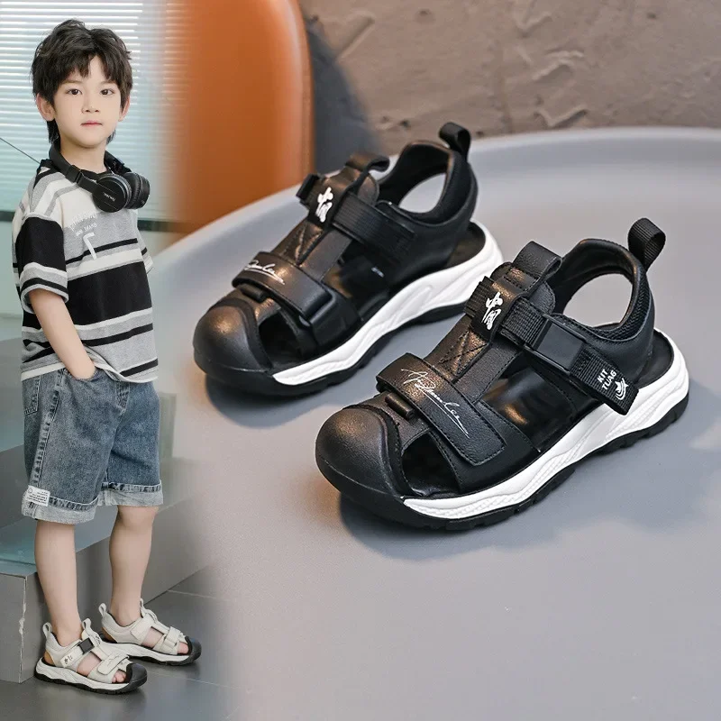 

Boys' Sandals 2025 New Summer Outdoor Children's Sports Beach Shoes Soft Bottom Closed-toe Anti Collision Kid's Casual Sandals