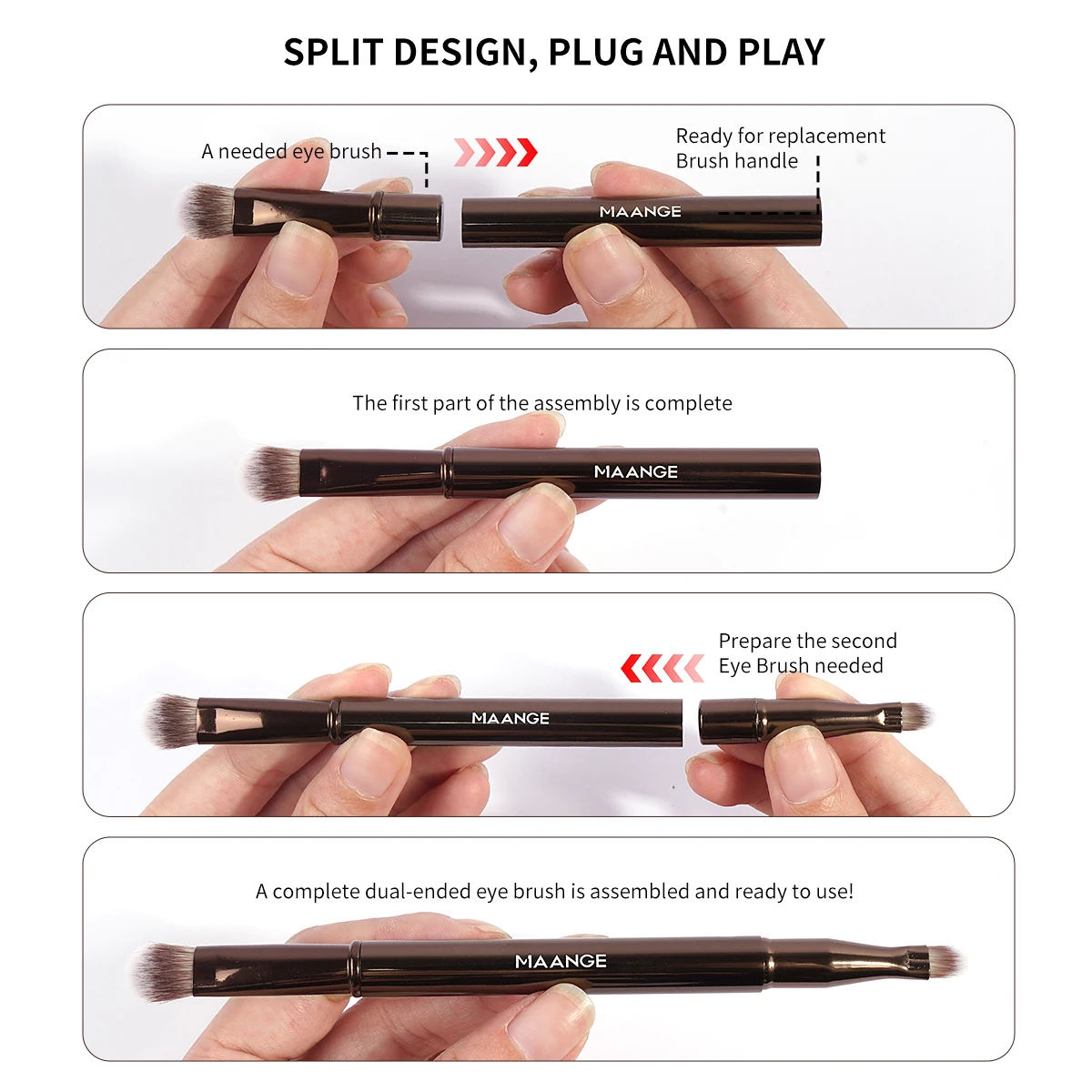 Zestaw dwustronnych pędzli do makijażu, odłączany zestaw pędzli podróżnych do konturowania i korektora, pędzel do cieni do powiek, narzędzia kosmetyczne do twarzy z pudełkiem do makijażu.