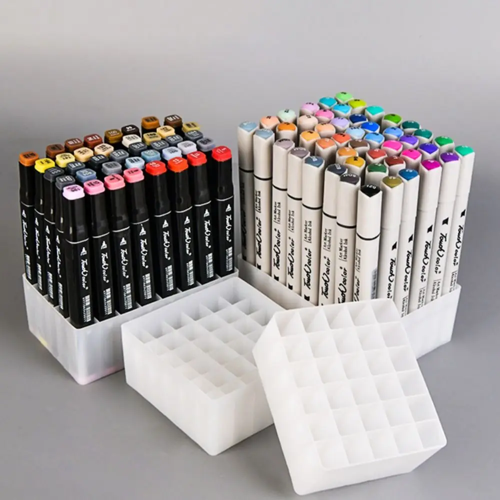 Simple 12/30/40 Slots Marker Pen Holder Large Capacity Pen Holder High Quality Plastic Brush Pen Storage Rack Table Organizer