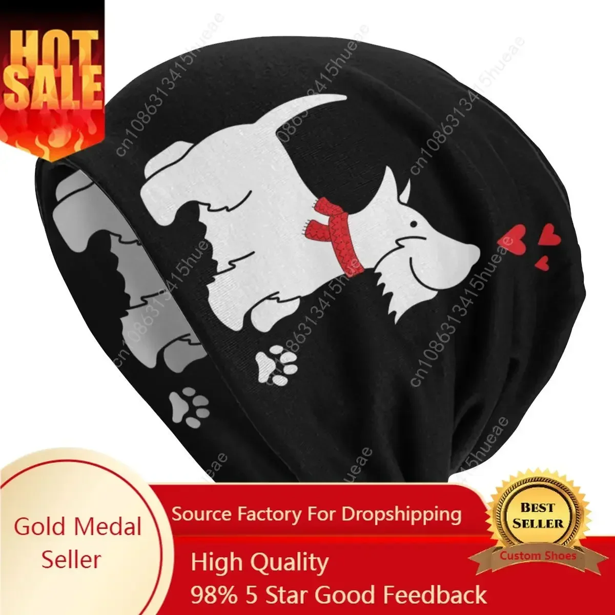 

Custom Scottish Terrier Love Slouchy Beanie Hat Men Women Scottie Dog Hippie Knitting Skullies Beanies Caps for Winter Ski