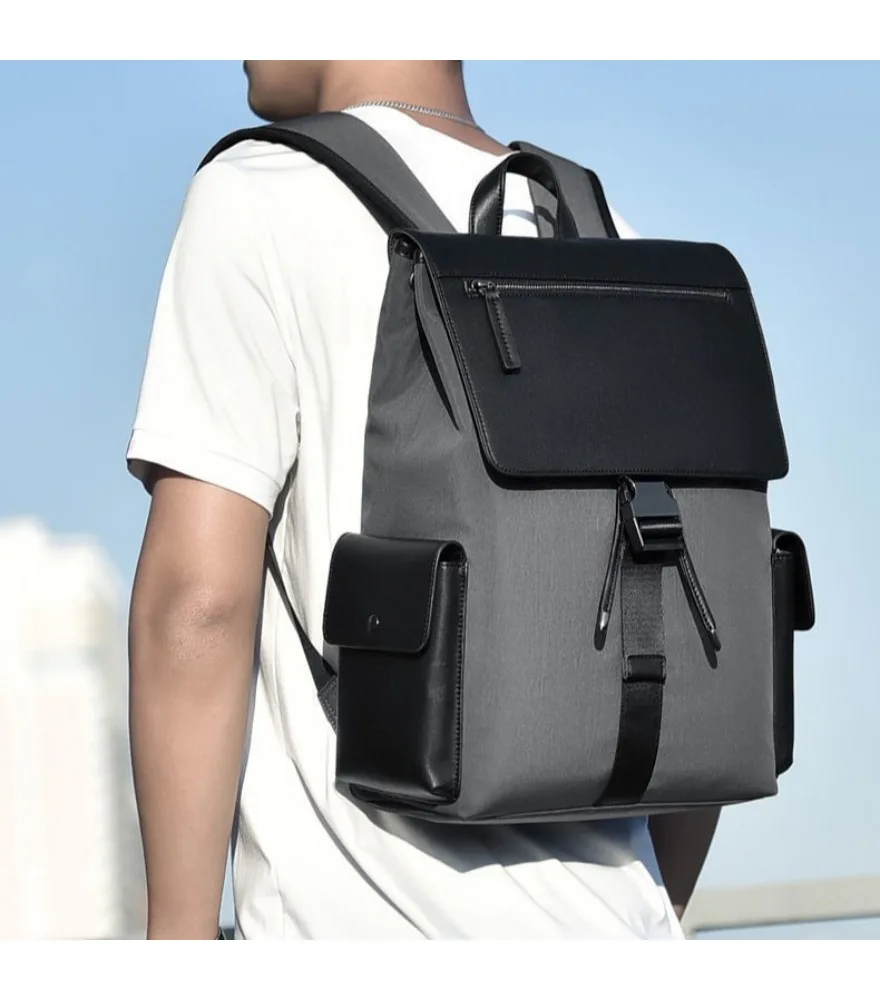 Computer bag college student schoolbag pu high-end backpack men's casual backpack business notes