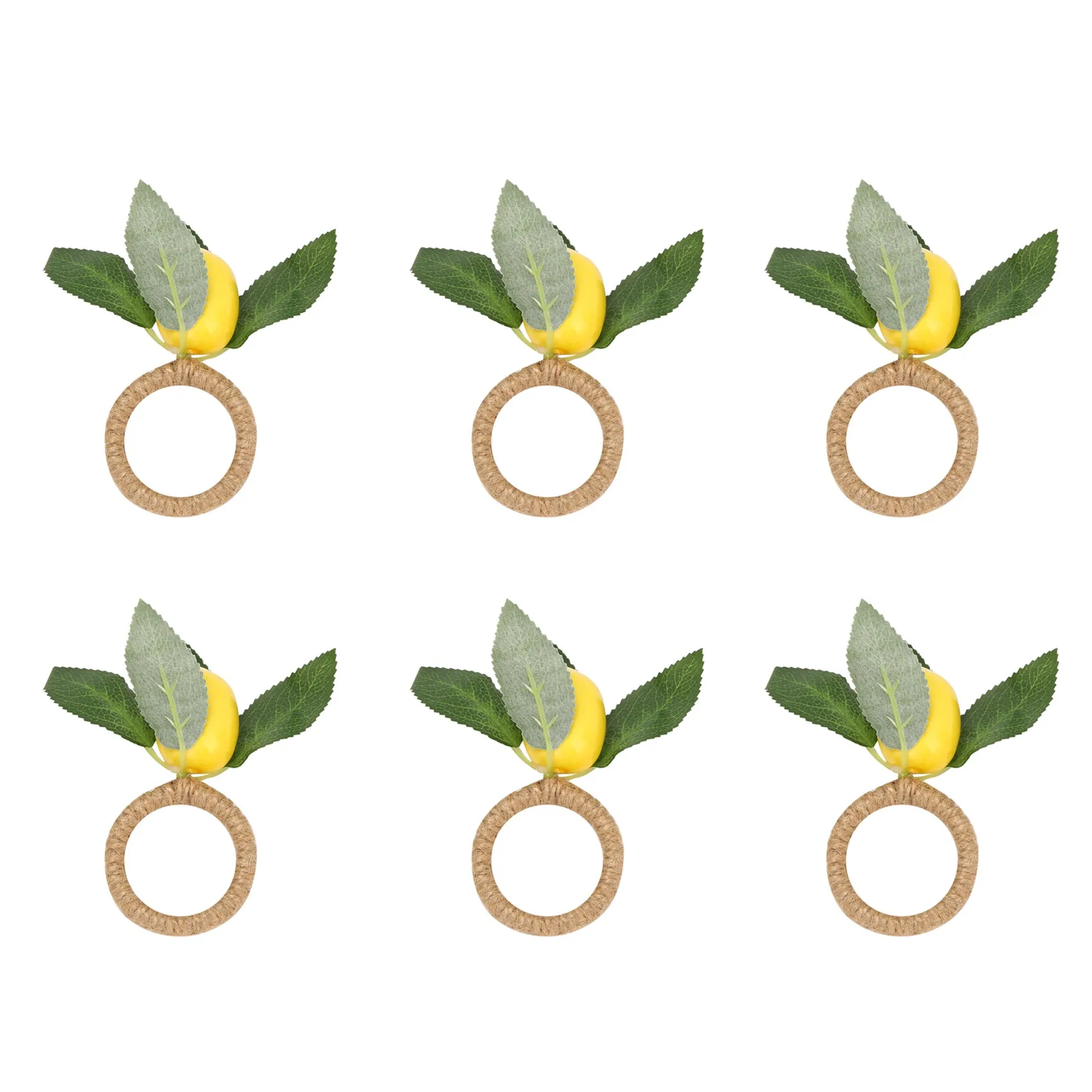 6Pcs Simulation Lemon Plant Napkin Ring Fruit Meal Buckle Hotel Model Room Napkin Ring Napkin Buckle Party Supplies