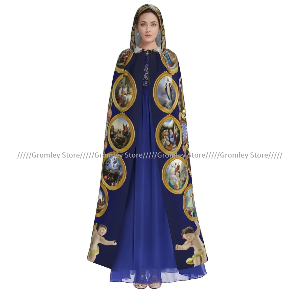 Heiliger Rosenkranz und Fatimas Jungfrau Maria Hexenumhang Halloween Cosplay Kostüm Erwachsene Unisex Umhang Retro Alter Umhang