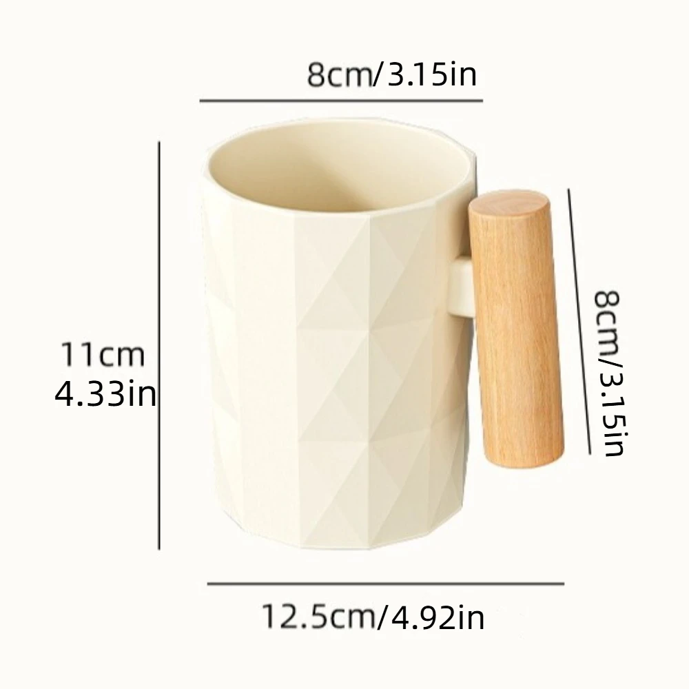 Wooden Handle Bathroom Mouthwash Cup Reusable Plastic Toothbrush Holder Gift Nordic Style Toothpaste Storage Cup for Couples