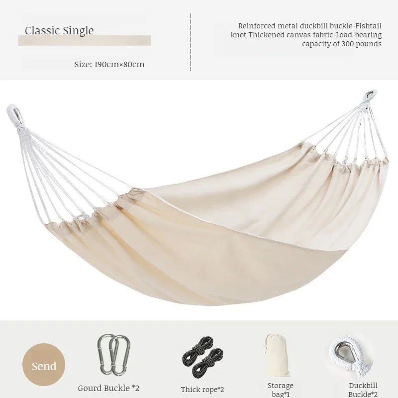 Double Hammock 200x150cm Load 500lbs Cotton Canvas Wear Resistant Anti-Rollover Swing for Outdoor Indoor Kids Adults Use