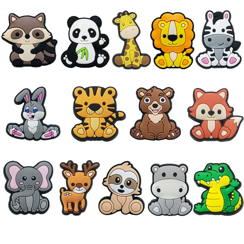 Hot Sale 1Pcs Cute Animals Shoe Charms for Crocs Accessories Decoration Pin Bracelet Wristband DIY Kids Women Party Gifts