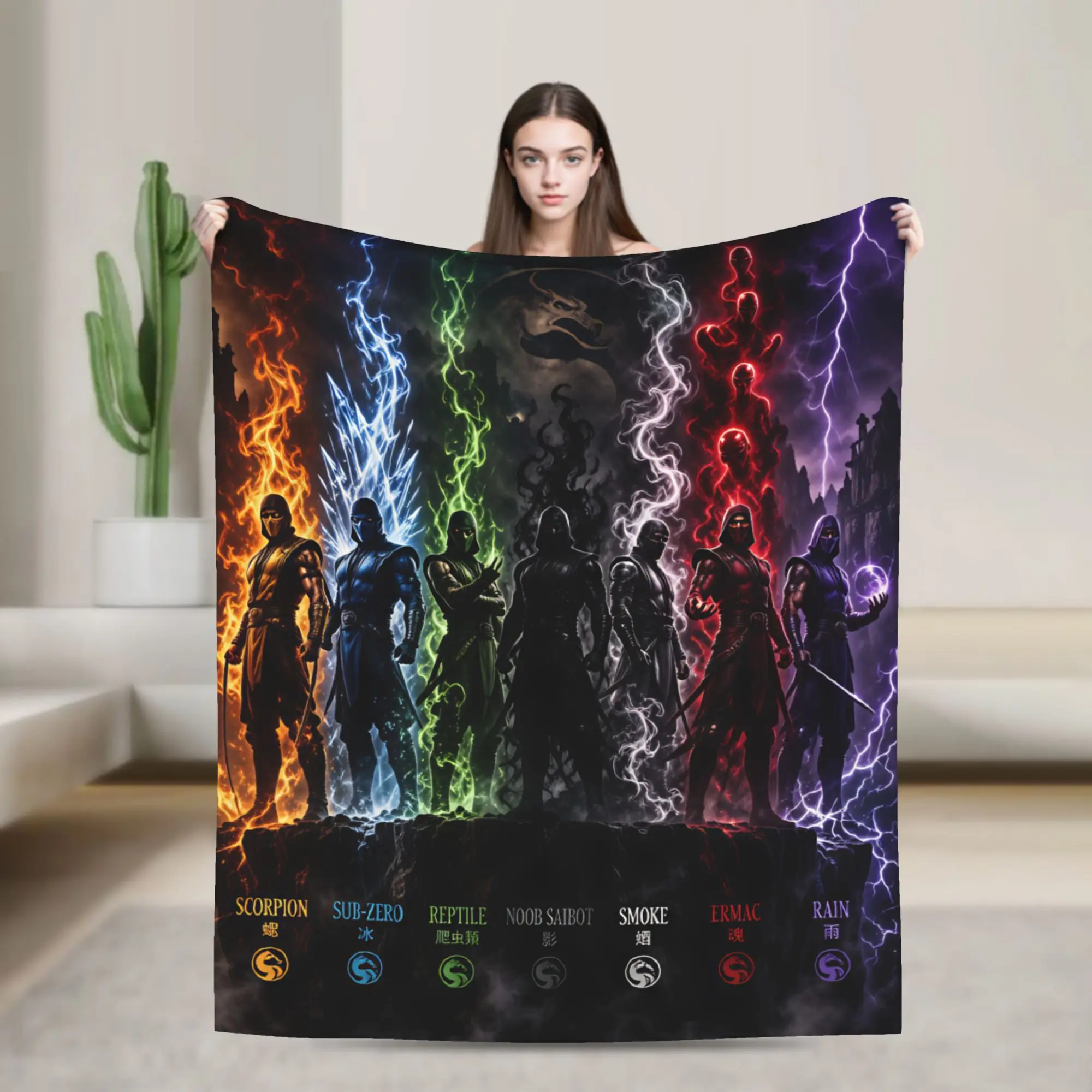 M-Mortal Kombat  Blanket Quality Warm  Bedding Throws Winter Travel Office Couch Bed Fluffy Bedspread