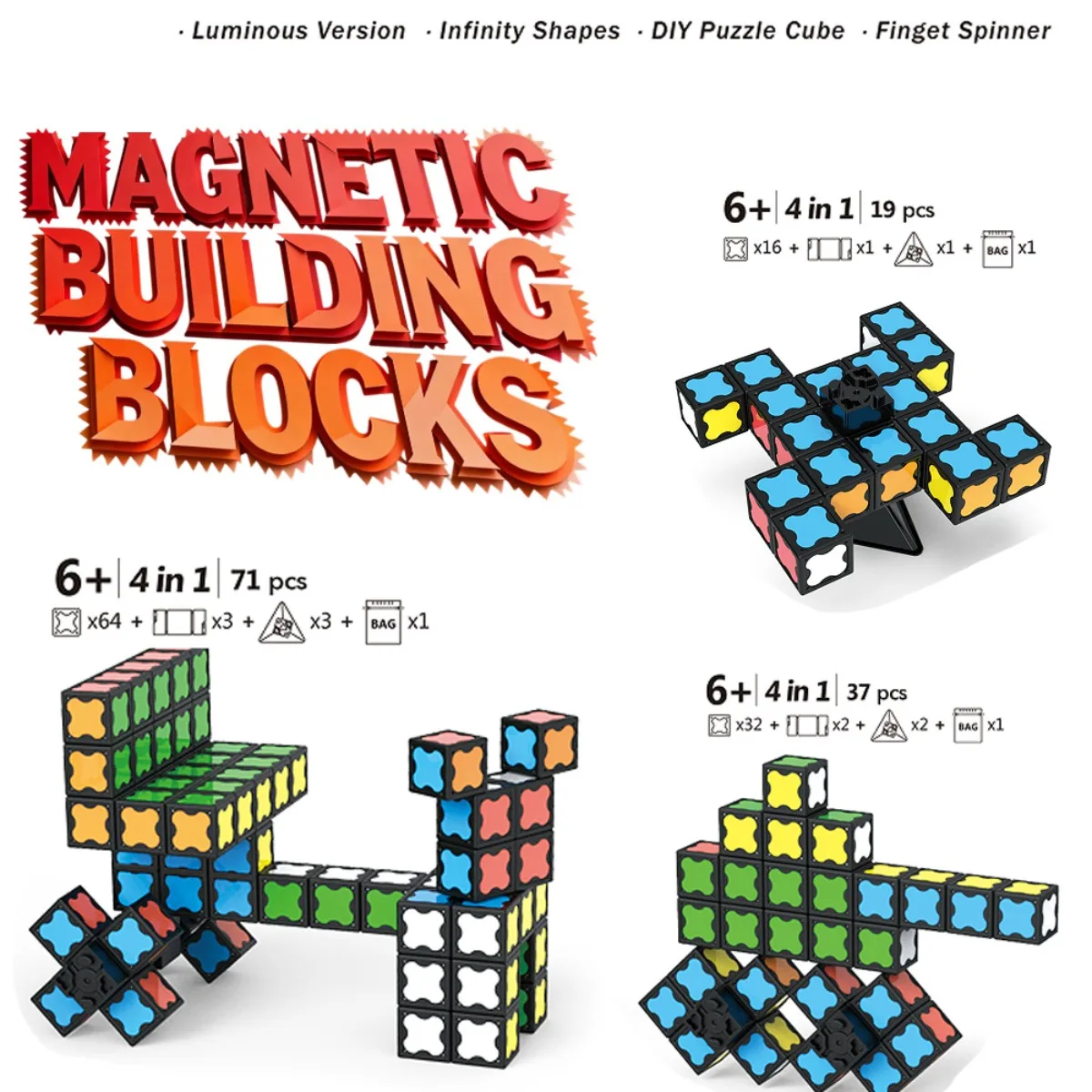 Fidget Spinner Toy – Transformable en Cube Infinite, jouet sensoriel anti-Stress pour enfants, cadeau de puzzle créatif