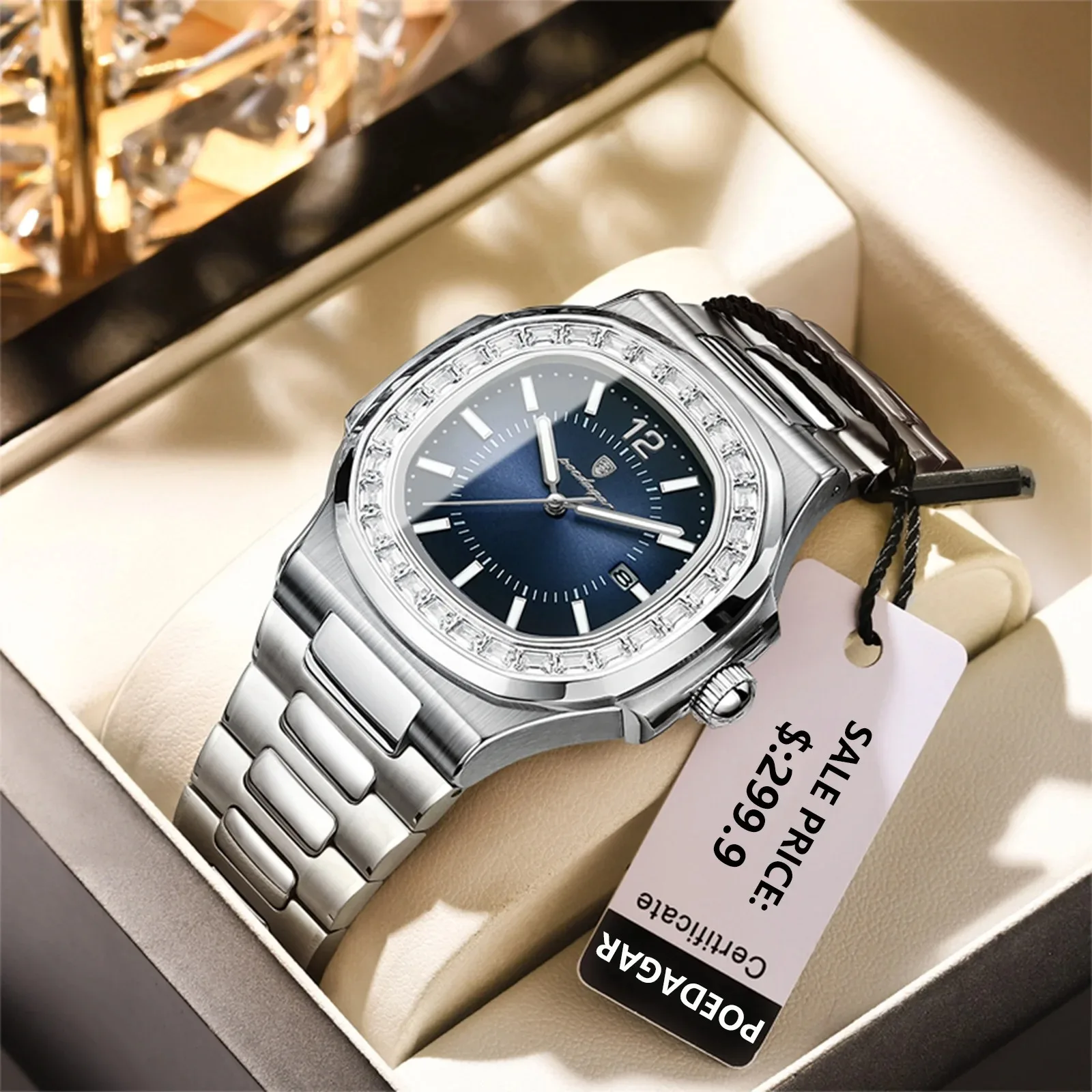 

Poedagar New Fashion Quartz Wristwatches Designer Man Full Diamond Clock Men Luxury Watch Automatic Watches Mens Montres Hommes