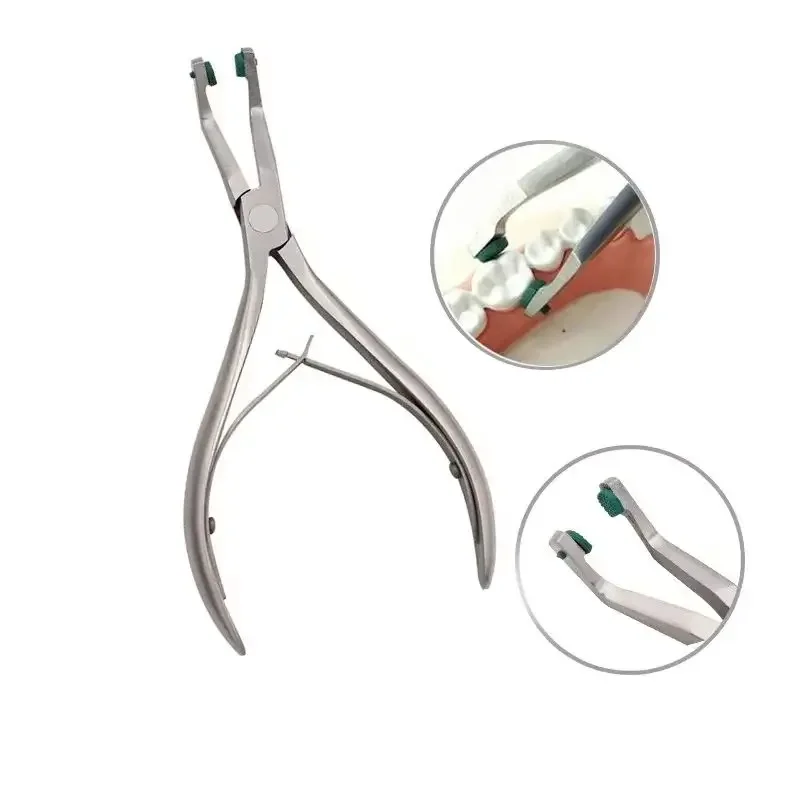 

14cm Dental Crown Plier Remover with Green Rubber Tipped Stainless Steel Surgical Forceps Durable Dentistry Tools