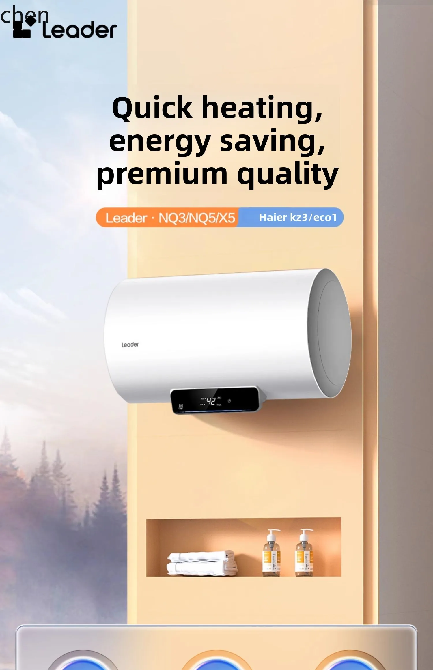 HTT Zhijia Leader scaldabagno elettrico 60 litri di prima classe efficienza energetica bagno bagno risparmio energetico riscaldamento rapido NQ3