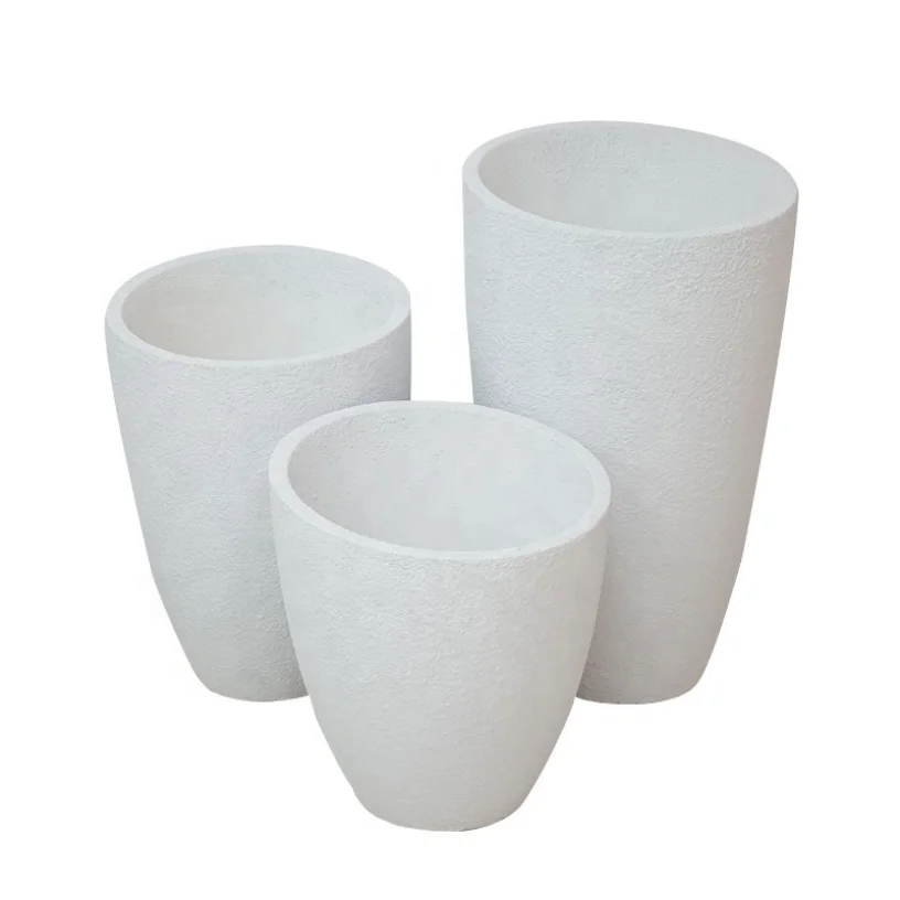 Classic Style White Outdoor Planter Fiberglass Resin Flower Pots Simple Style Courtyard Shopping Mall Coated Durability