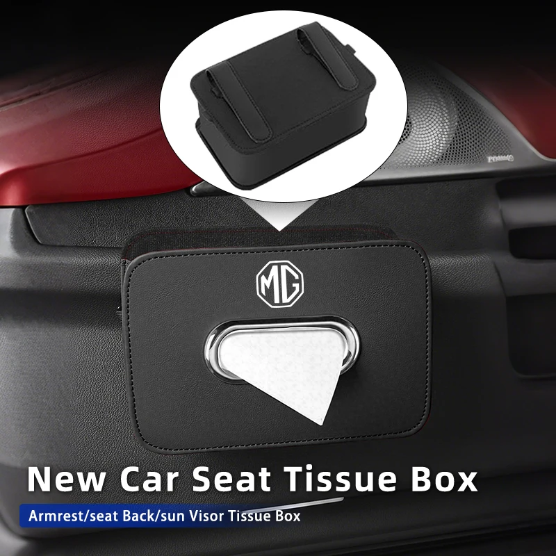 Car Seatback Tissue Box Holder Tower Storage Bag Armrest Paper Case For Morris Garages MG 6 3 5 7 TF ZR ZS HS GS GT Hector RX5